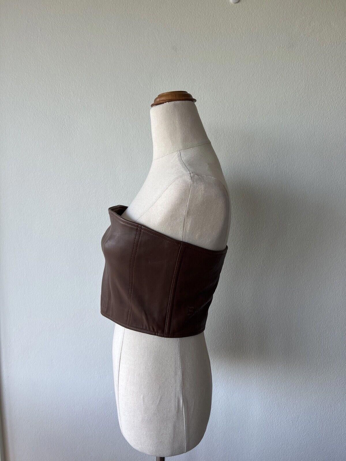 Ksubi brand new Ksubi Crossin Bustier Top brown leather large Size L / US 10 / IT 46 - 3 Thumbnail