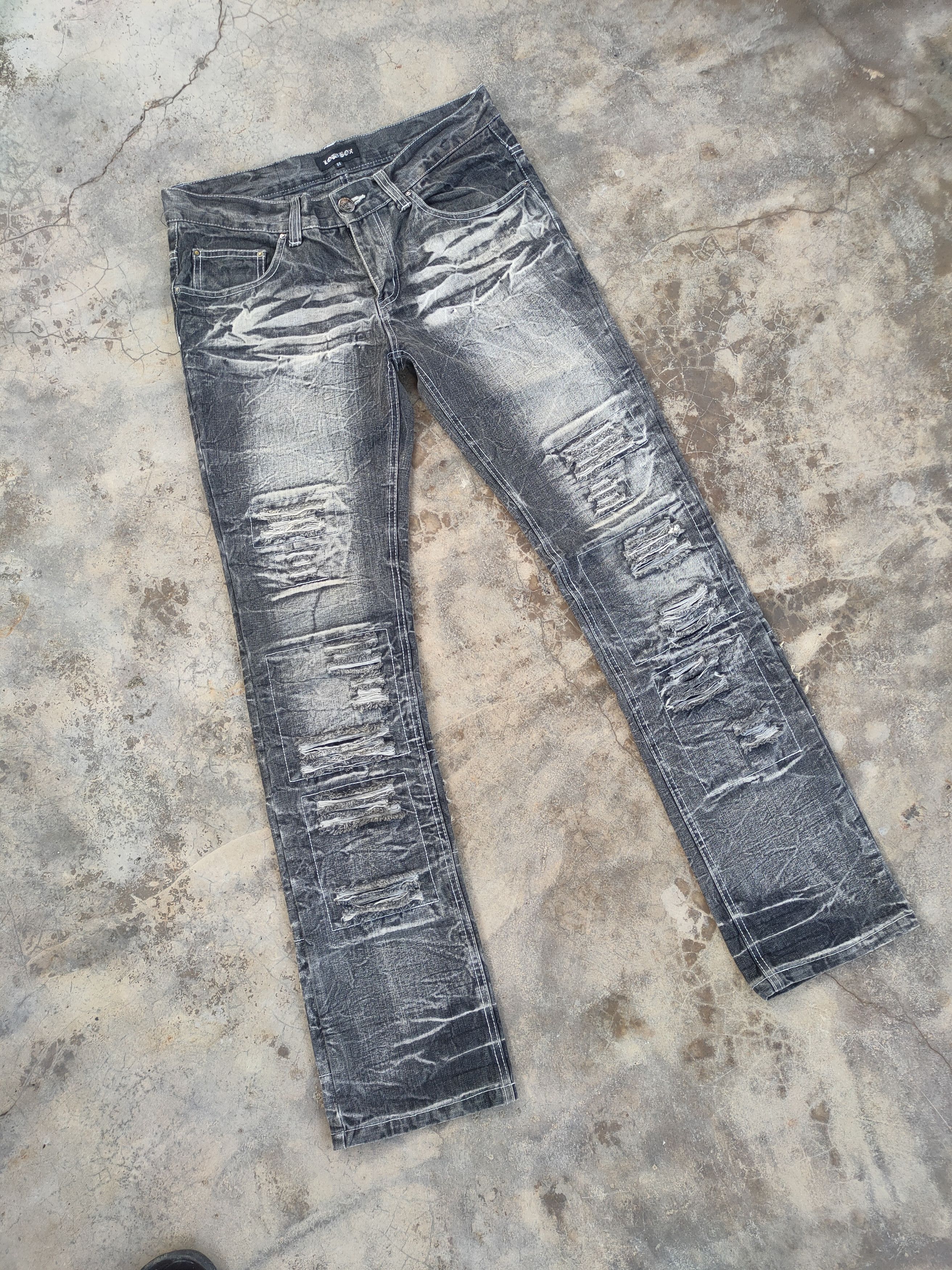 LOWBOX W33 VINTAGE LOWBOX BLACK FADED DISTRESSED JEAN DENIM PANTS Size US 33 - 1 Thumbnail