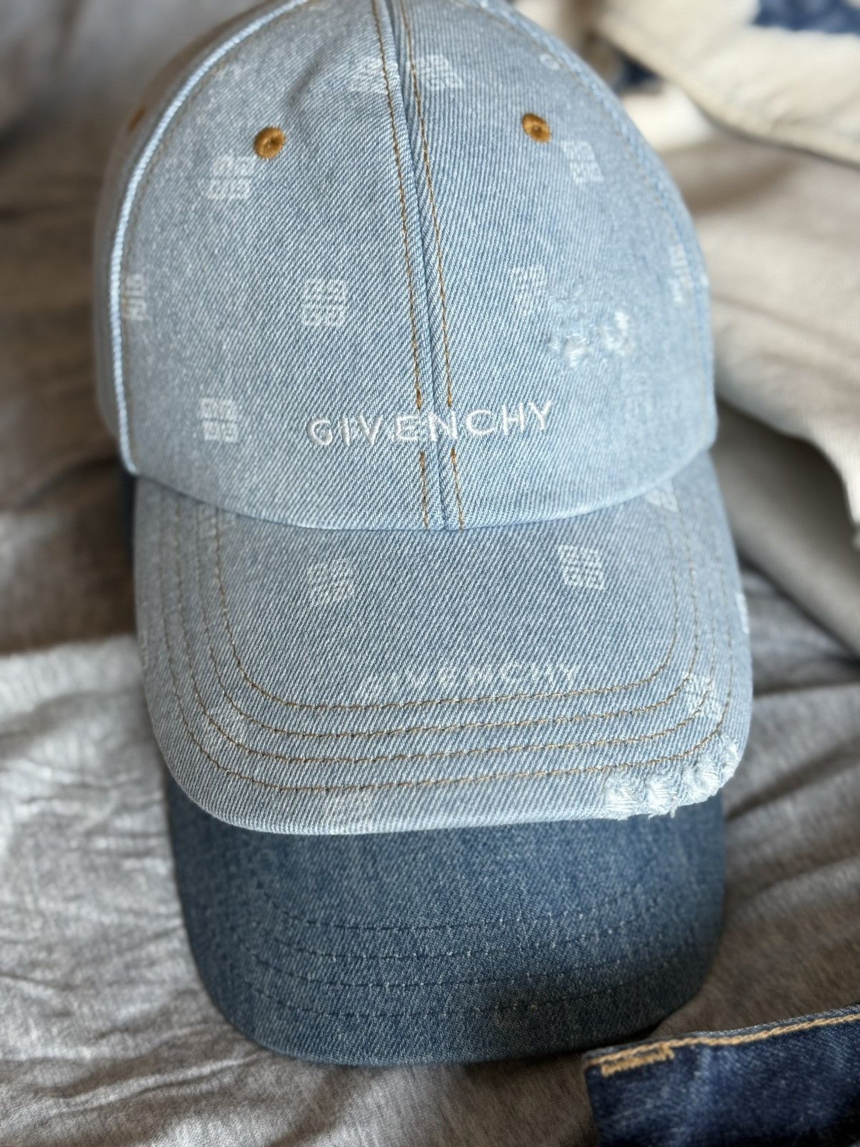 Givenchy Brand New Givenchy Light Blue Denim Hat Size ONE SIZE - 3 Thumbnail