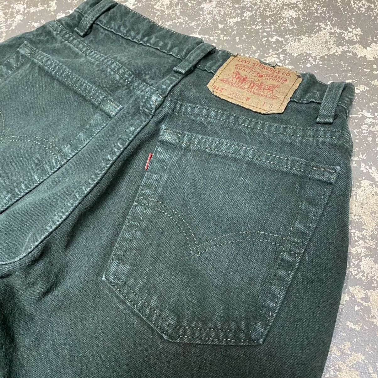 Levi's × Vintage Vintage Levi’s 512 Slim Fit Green Denim Jeans USA 90s Size US 26 / EU 42 - 8 Thumbnail