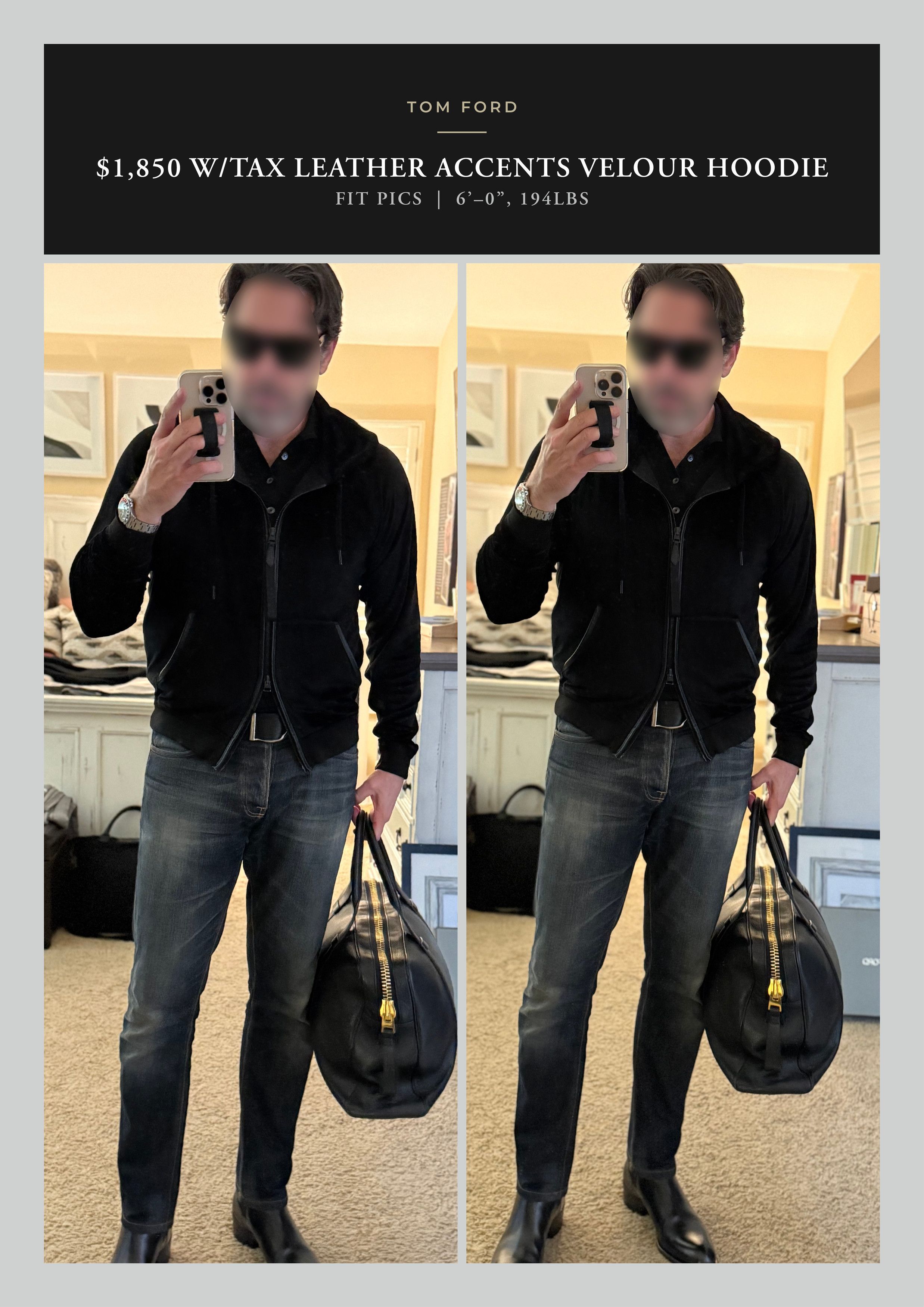Tom Ford Best Dressed $1,850 w/Tax Leather Accents Double Zip Hoodie Size US M / EU 48-50 / 2 - 2 Thumbnail