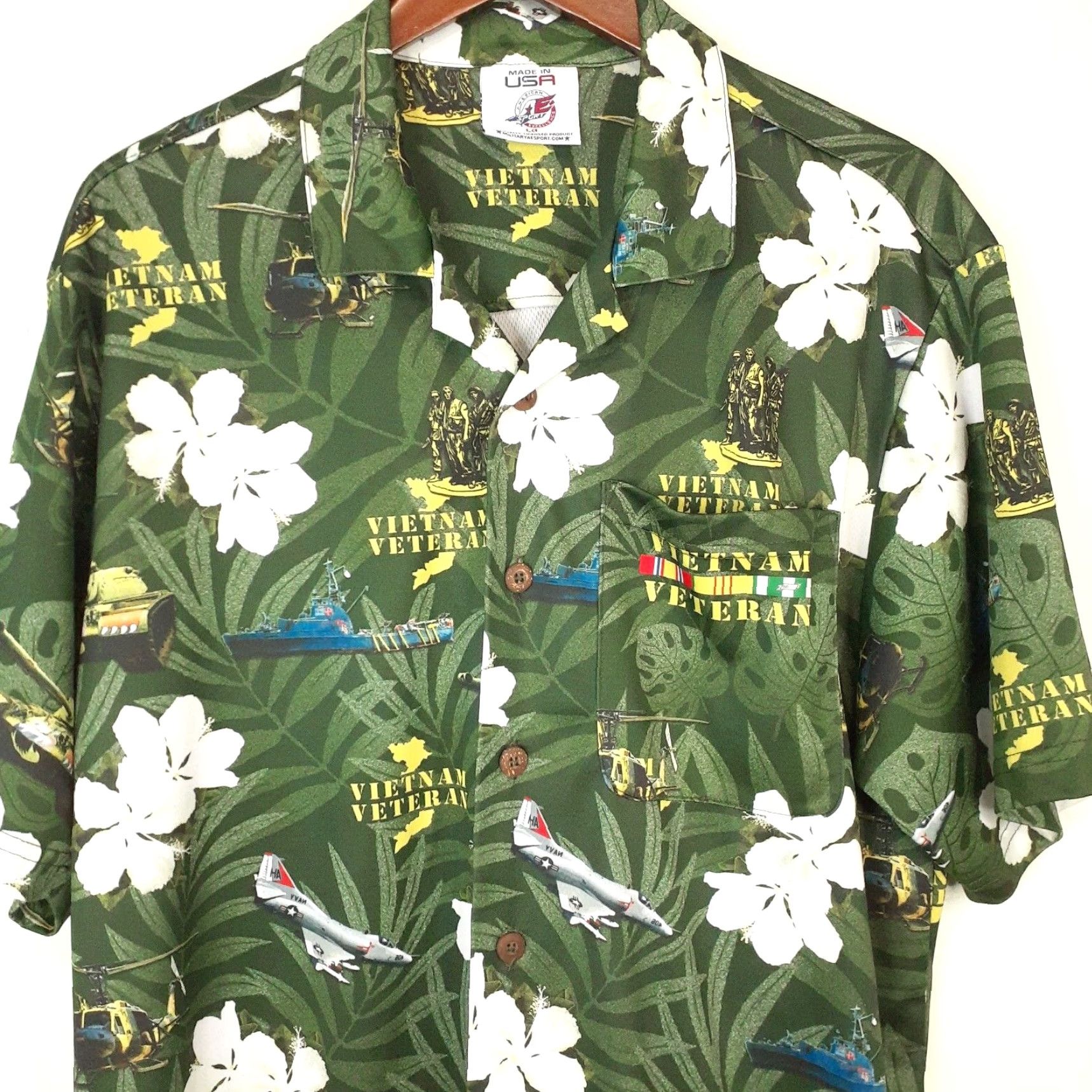 Vintage VINTAGE Vietnam Veteran Short Sleeve Hawaiian Shirt Button Up Mens Large Made In USA Size US L / EU 52-54 / 3 - 2 Thumbnail