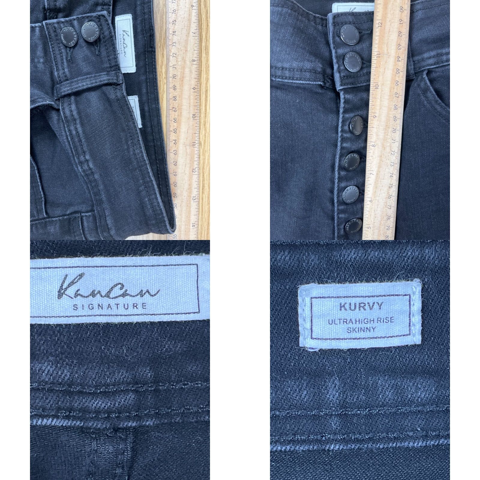 Vintage KanCan Signature Jeans Womens Size 29 Kurvy Ultra High Rise Skinny Black Denim Jeans Size 29" - 8 Thumbnail