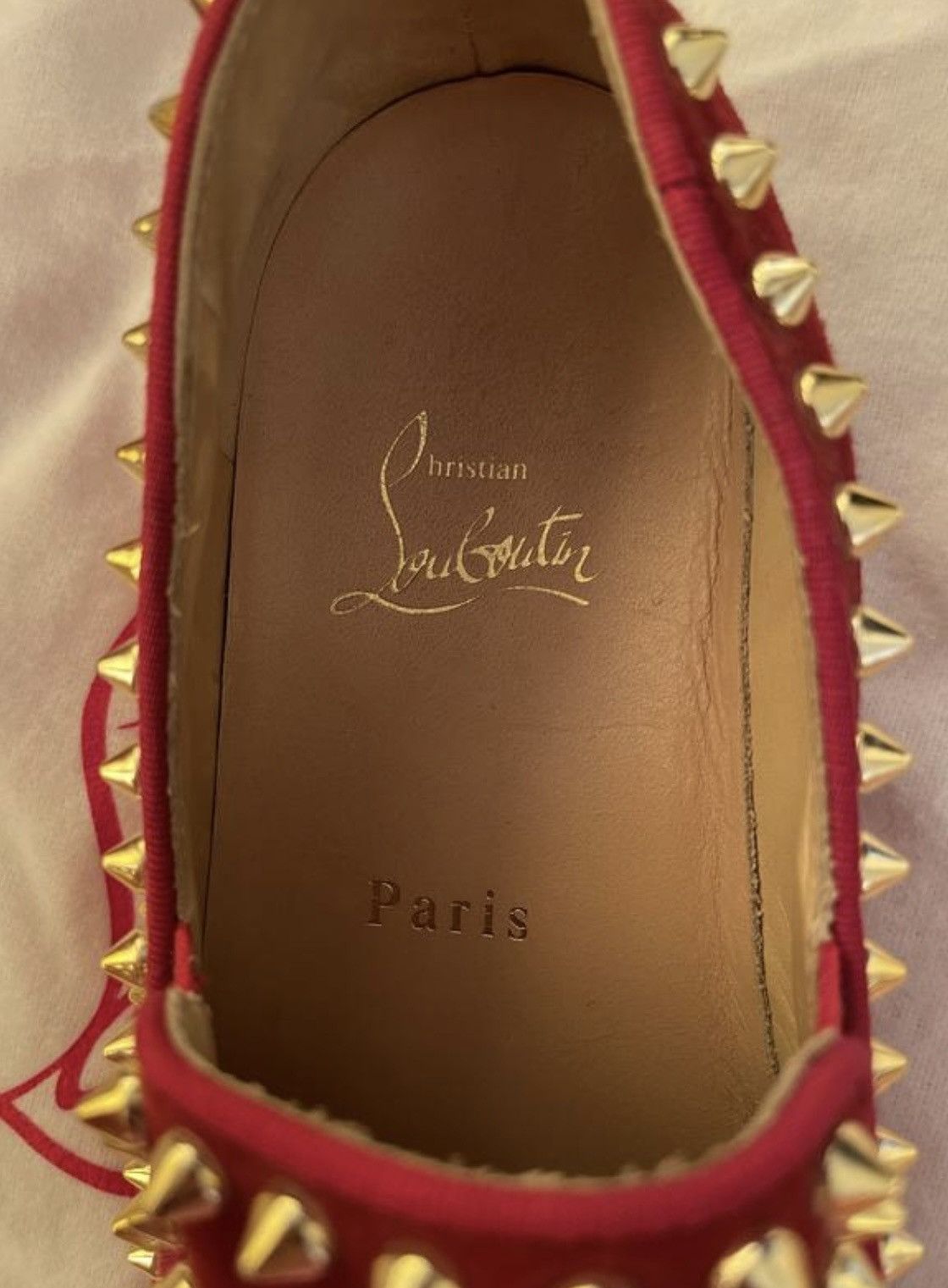 Christian Louboutin Christian Louboutin Red Suede Pik Boat Slip On Sneakers Size US 6 / IT 36 - 8 Thumbnail