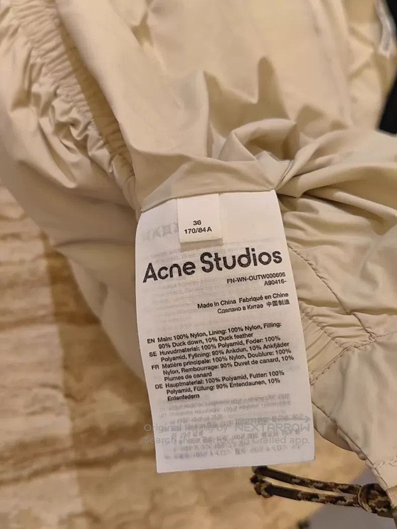 Acne Studios Acne Studios Short Down Jacket, Beige, Stand Collar Zipper Size XS / US 0-2 / IT 36-38 - 5 Thumbnail