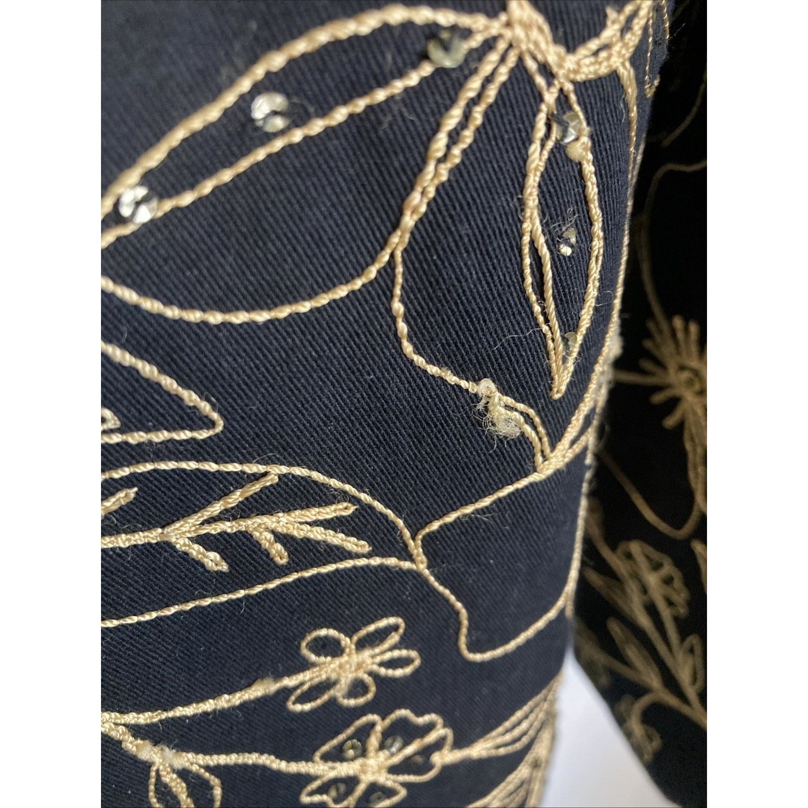 Other Vintage Jacket M Embroidered Button Up Black Gold Floral Size M / US 6-8 / IT 42-44 - 10 Thumbnail