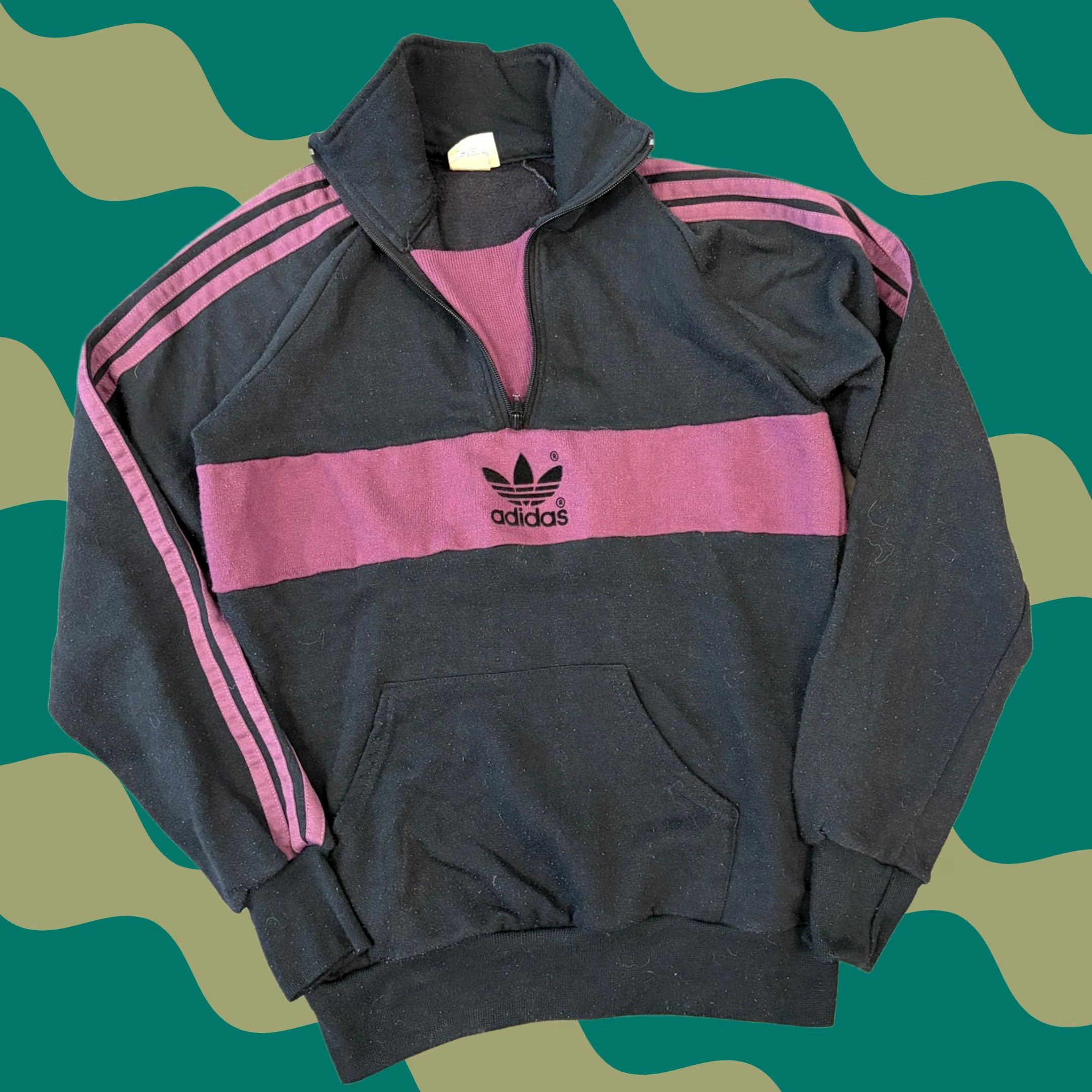 Adidas VINTAGE Adidas Trefoil Purple Black Three Stripe Crewneck Pullover 1/4 Zip M Mens Shirt Size US M / EU 48-50 / 2 - 1 Thumbnail