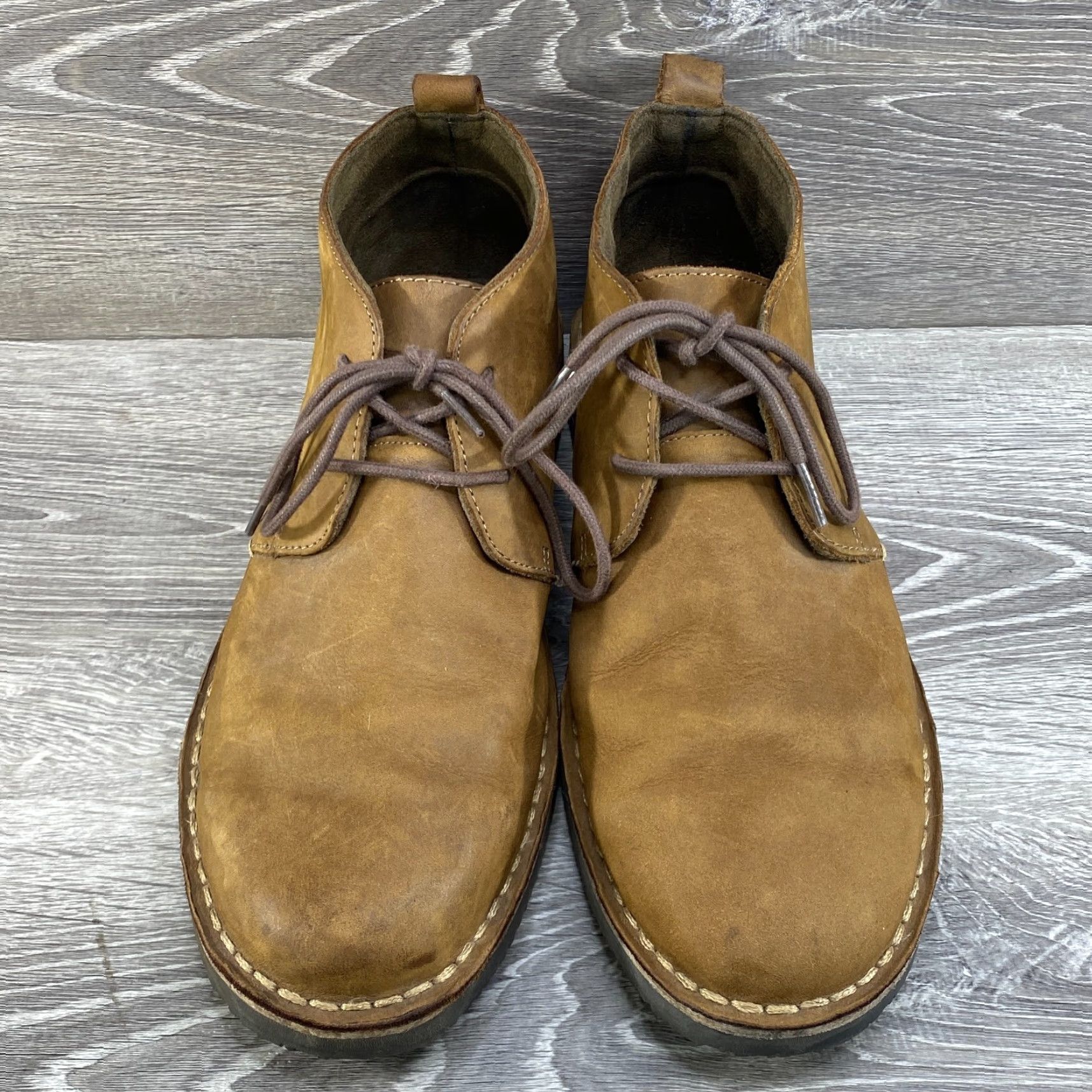 Merona MERONA Mens 10 Brown Nubuck Leather Chukka Dress Ankle Boots 2 Eyelet Lace Up Size US 10 / EU 43 - 3 Thumbnail