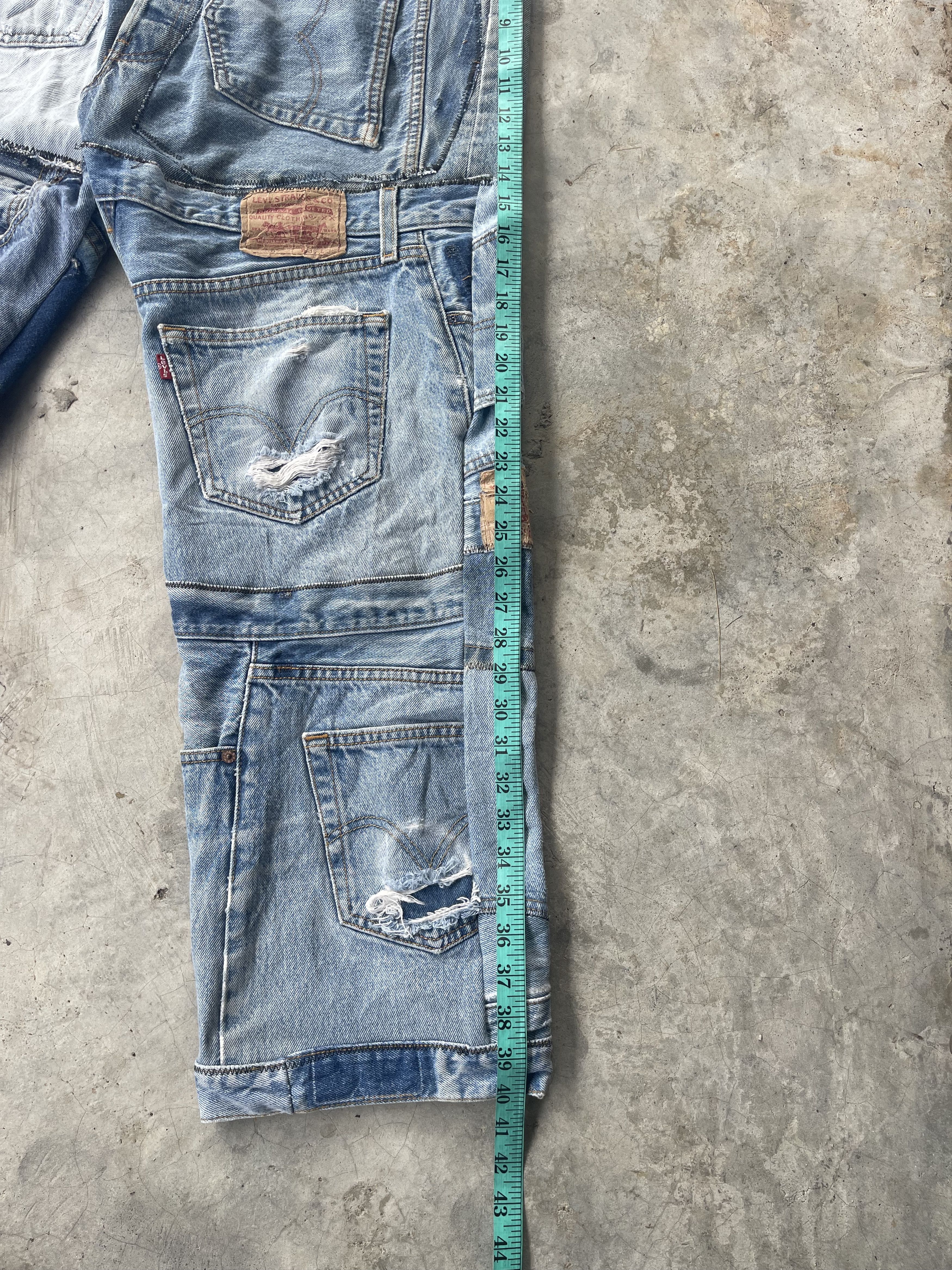 Levi's Vintage Clothing Vintage Levis 501 Reconstruct Patchwork Distressed Sz 42 Size US 42 / EU 58 - 12 Thumbnail