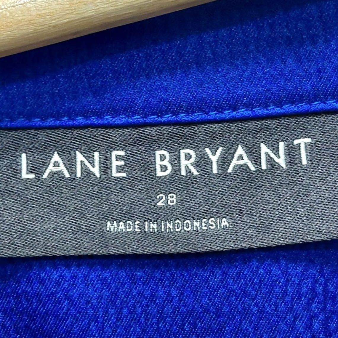 Vintage Lane Bryant Blouse Solid Knit Blue Plus Size 28 Long Sleeve V-Neck Women Shirt Standards Size 4XL / US 24-26 - 6 Thumbnail