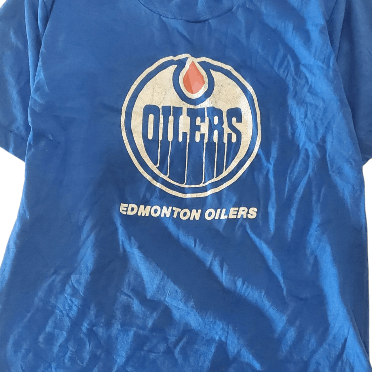 NHL × Vintage 90s Edmonton Oilers Logo T-Shirt Size US M / EU 48-50 / 2 - 2 Thumbnail