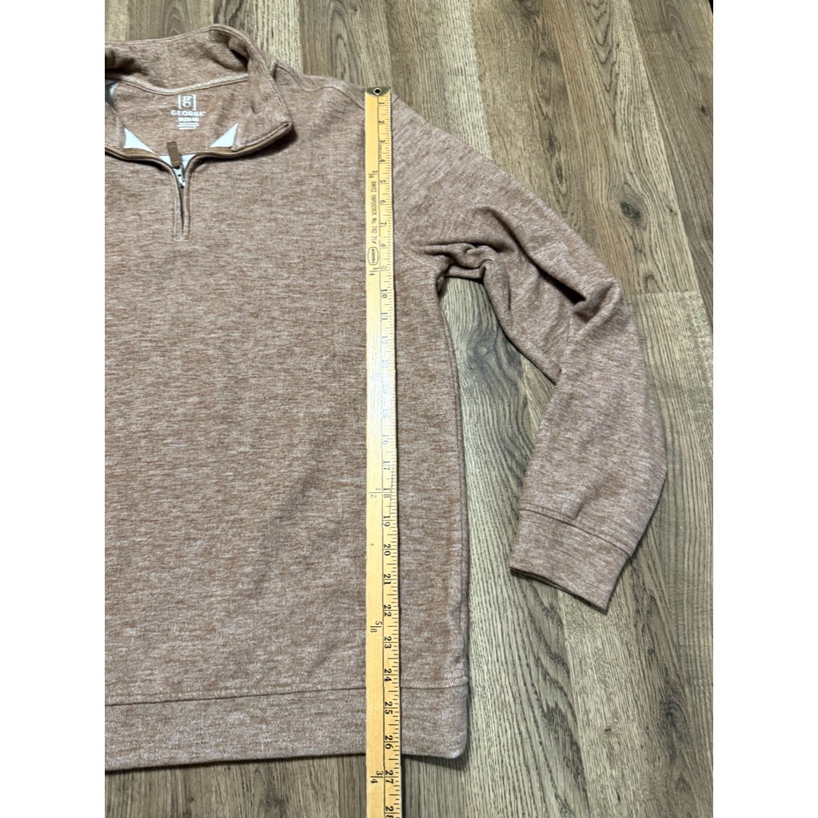 George George Sweater Mens Medium Brown Long Sleeve 1/4 Zipper Pullover Regular Knit Size US M / EU 48-50 / 2 - 7 Thumbnail