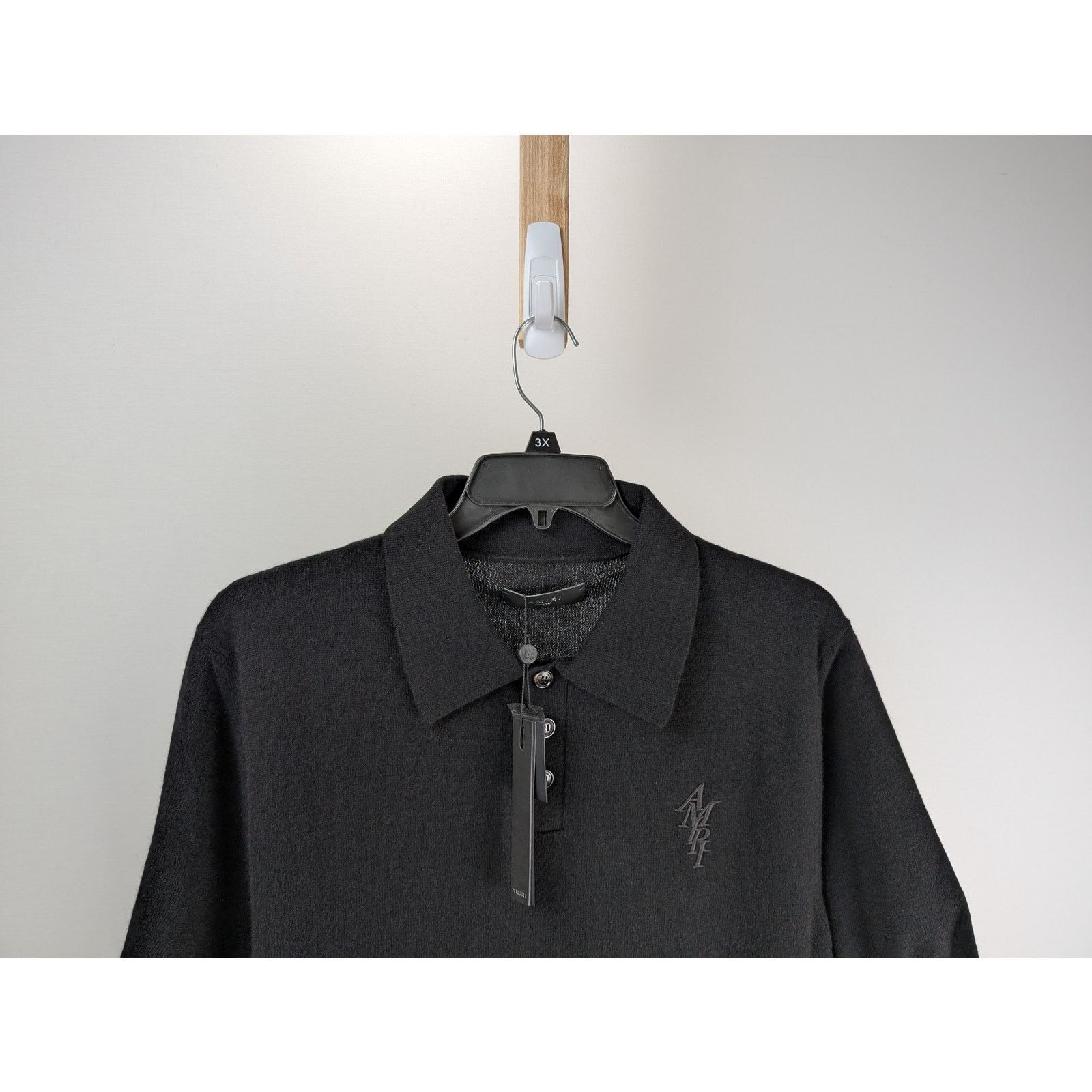 Amiri o1rshd1 Q:3 / Stack Short Sleeve Polo Shirt in Black Size US XL / EU 56 / 4 - 2 Thumbnail