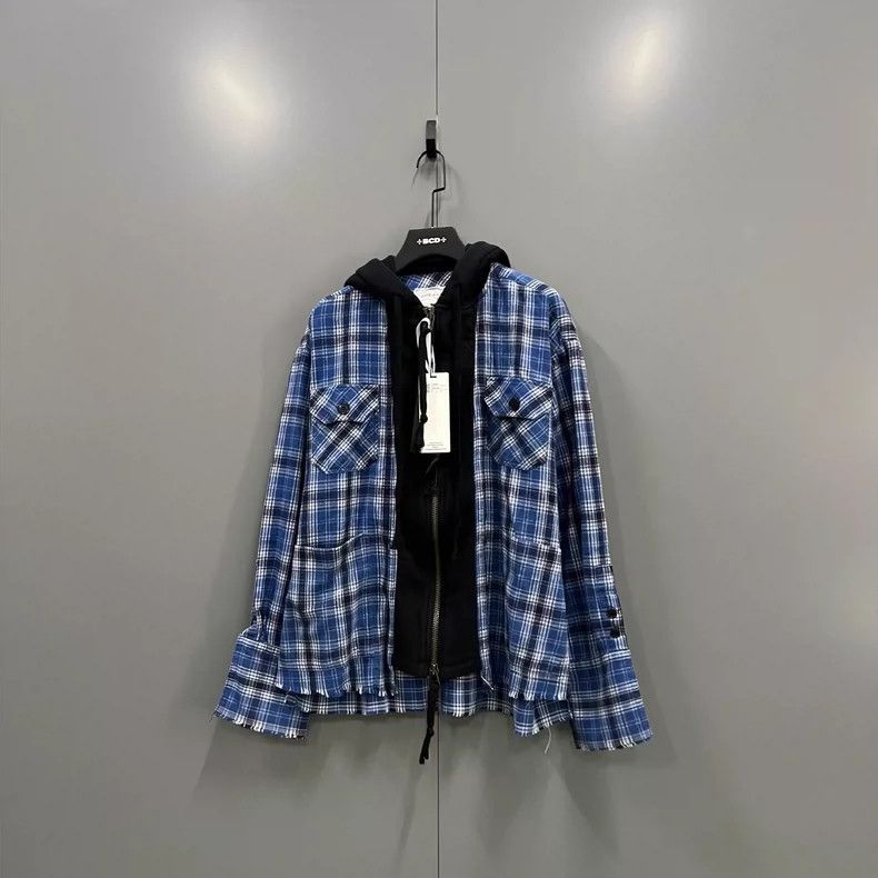 Greg Lauren greg lauren size 2Blue checkered patchwork hooded jacket 25 Size US M / EU 48-50 / 2 - 1 Thumbnail