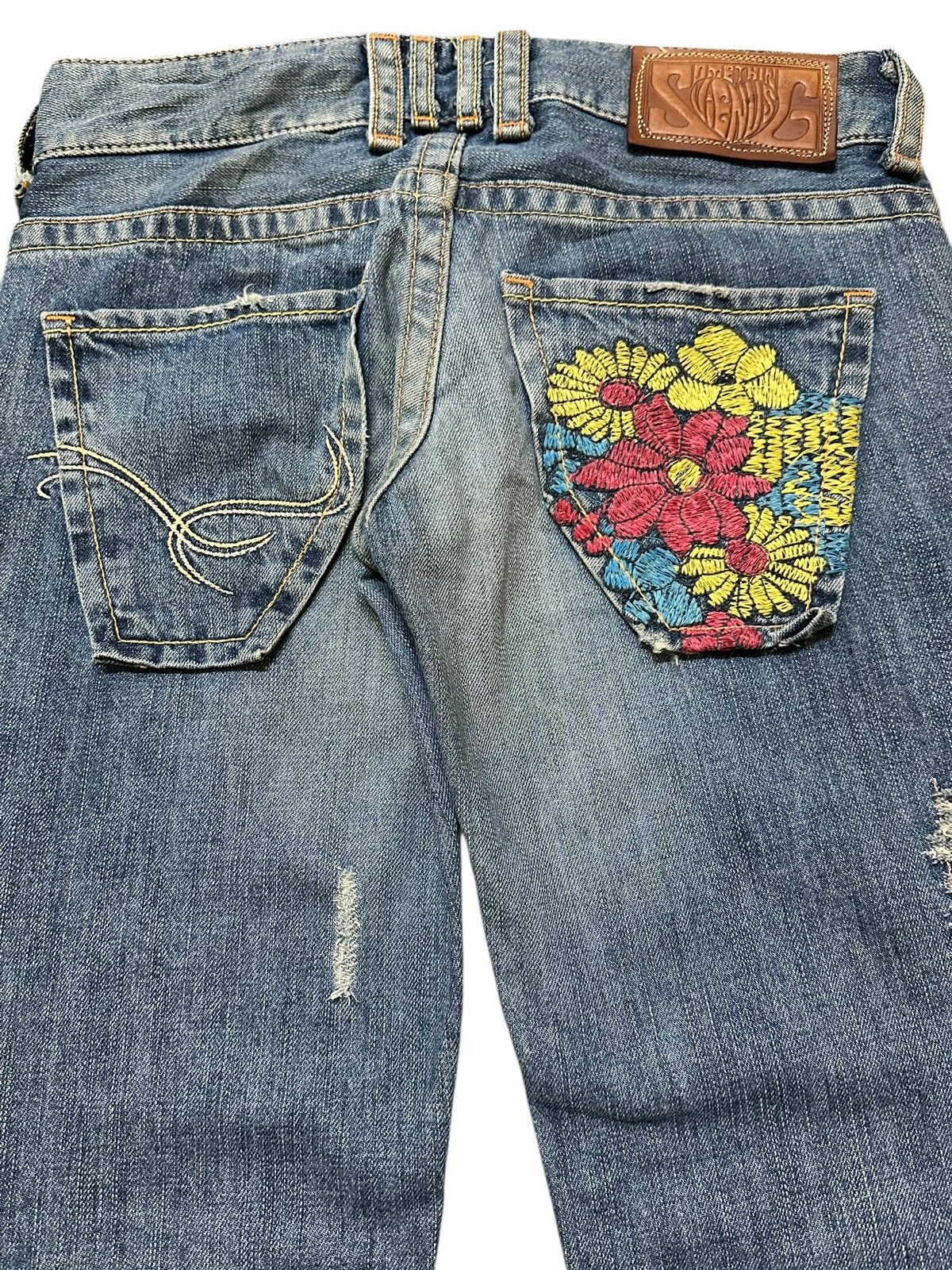 Edwin Vintage Japan Edwin Faded Wash Distress Wide Leg Flare Jeans Size 29" - 6 Thumbnail