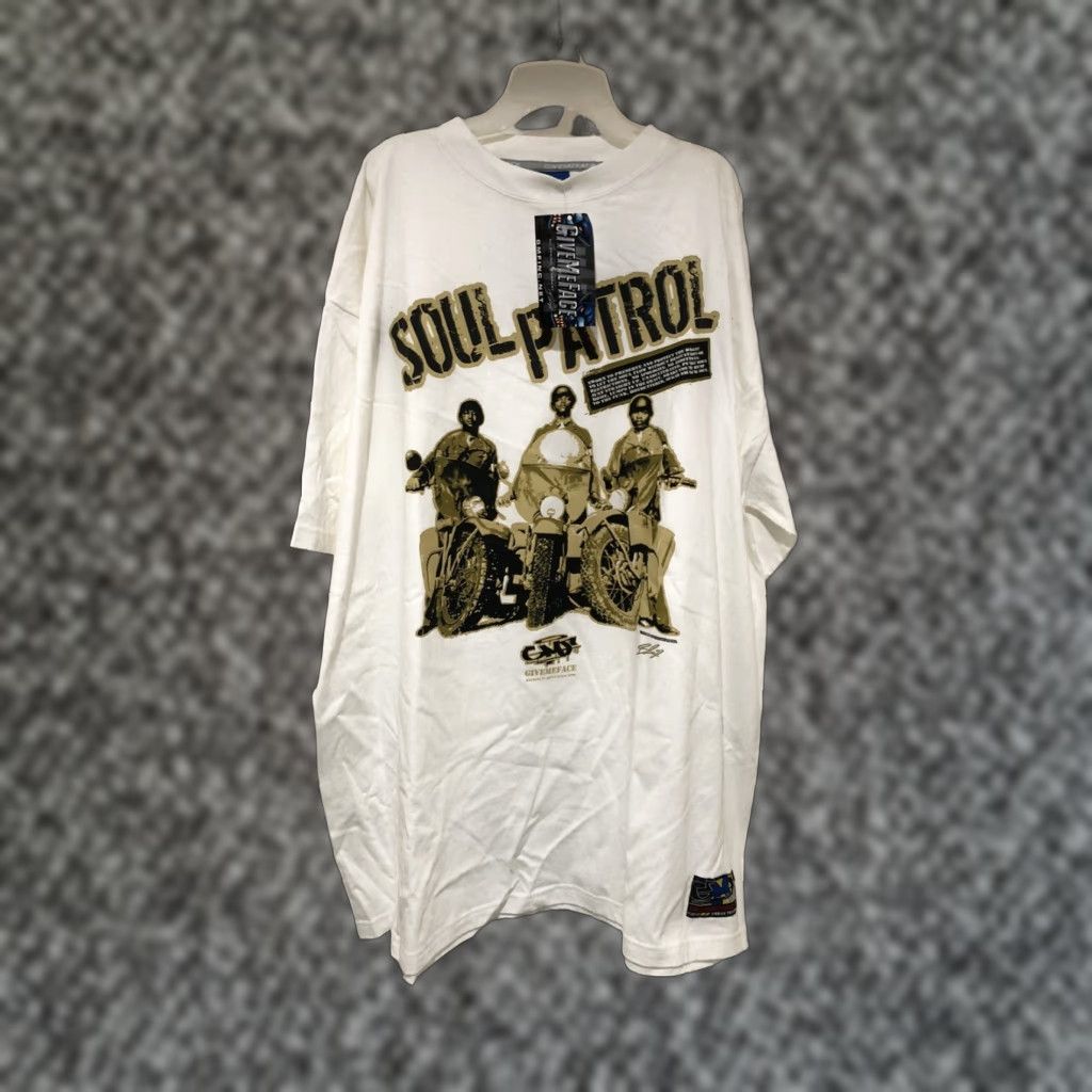VINTAGE GiveMeFace Soul Patrol T-Shirt 3XL White Cotton Crew Neck Short Sleeve Hip Hop Streetwear Wu Tang Men T-Shirt