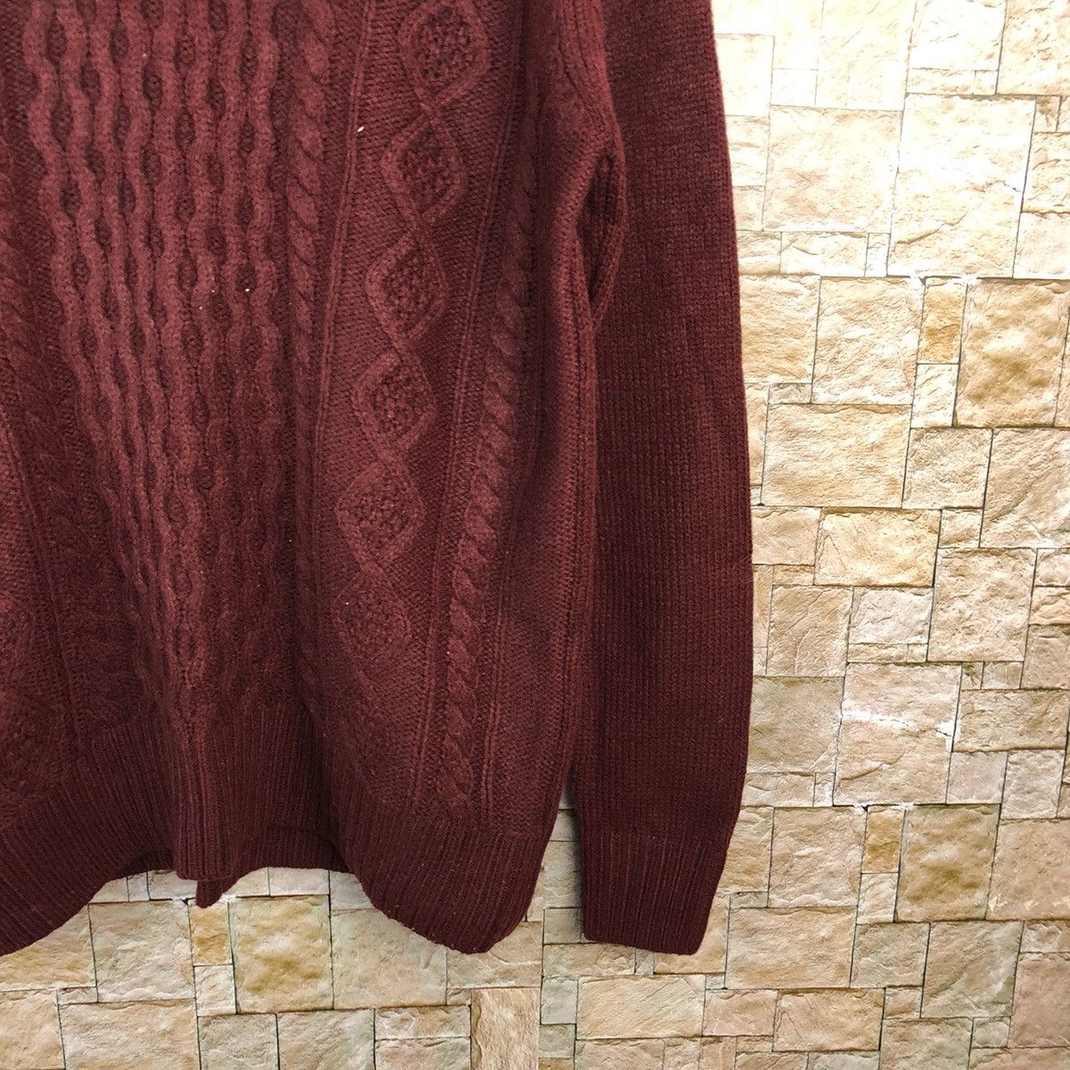 Aran Isles Knitwear × Homespun Knitwear × Japanese Brand GU Maroon Knitwear #A1192 Size US L / EU 52-54 / 3 - 8 Thumbnail