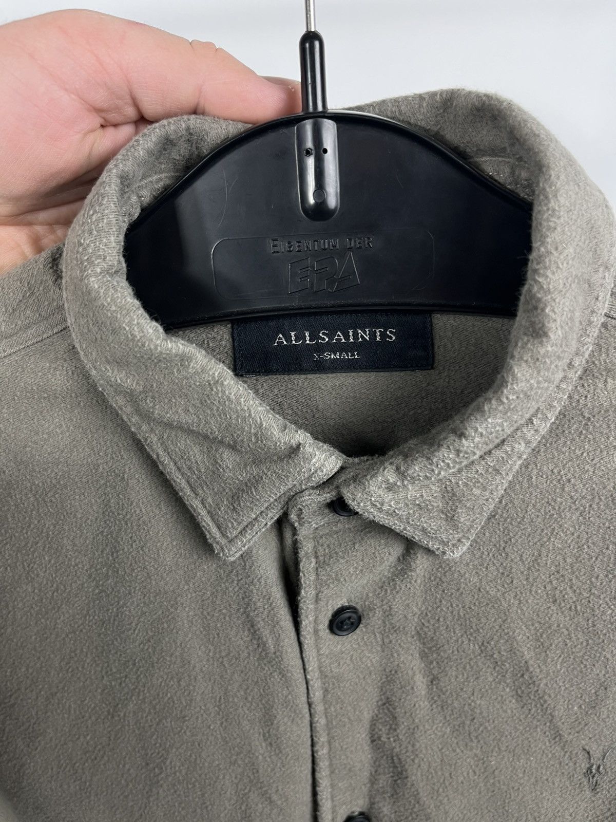 Allsaints AllSaints Khaki Button Up Shirt Minimal Logo Size XS Size US XS / EU 42 / 0 - 4 Thumbnail