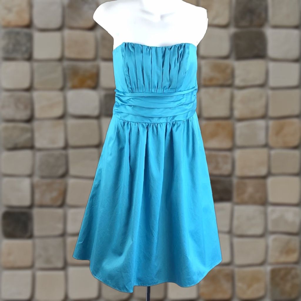 Vintage VINTAGE davids bridal Sweetheart Corset Swing Dress 12 Teal knee Length Strapless Summer Y2K Size XL / US 12-14 / IT 48-50 - 1 Thumbnail