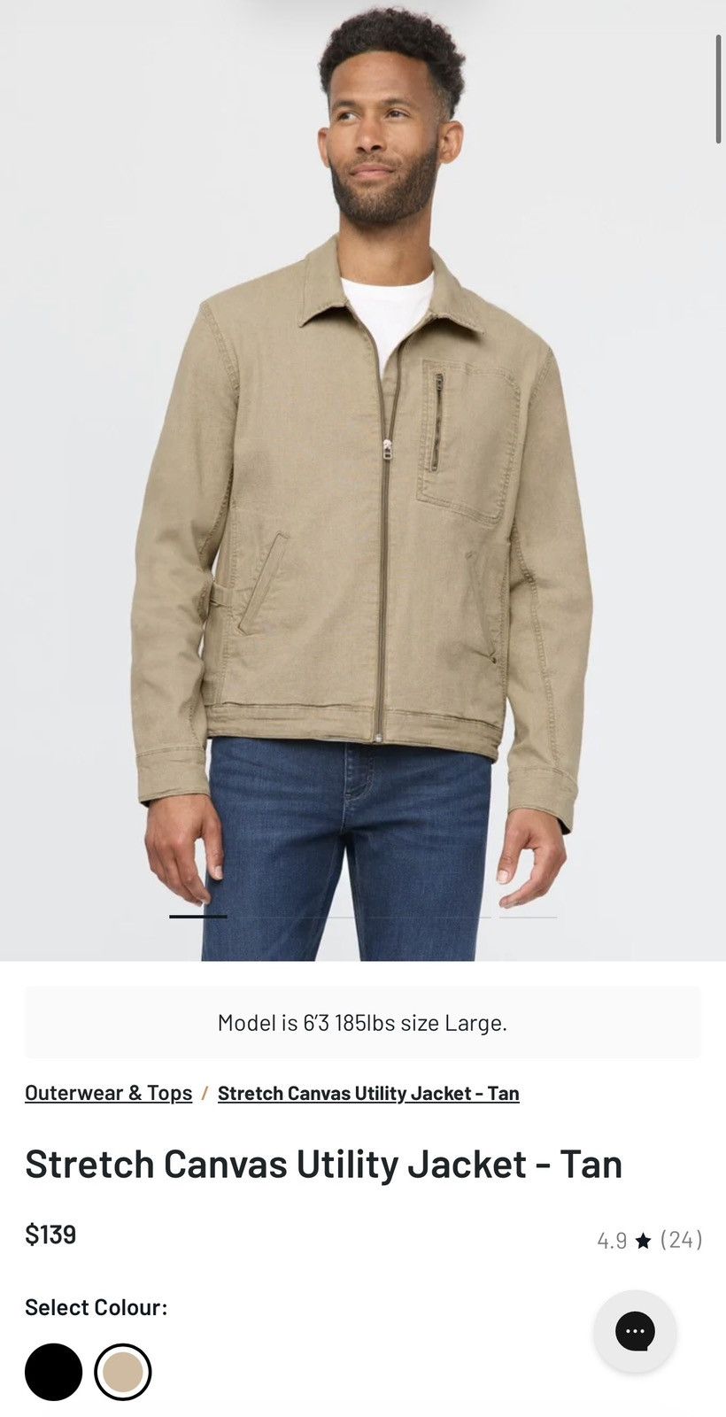 DUER Men’s small Stretch Canvas Utility Jacket - Tan Size US S / EU 44-46 / 1 - 2 Thumbnail