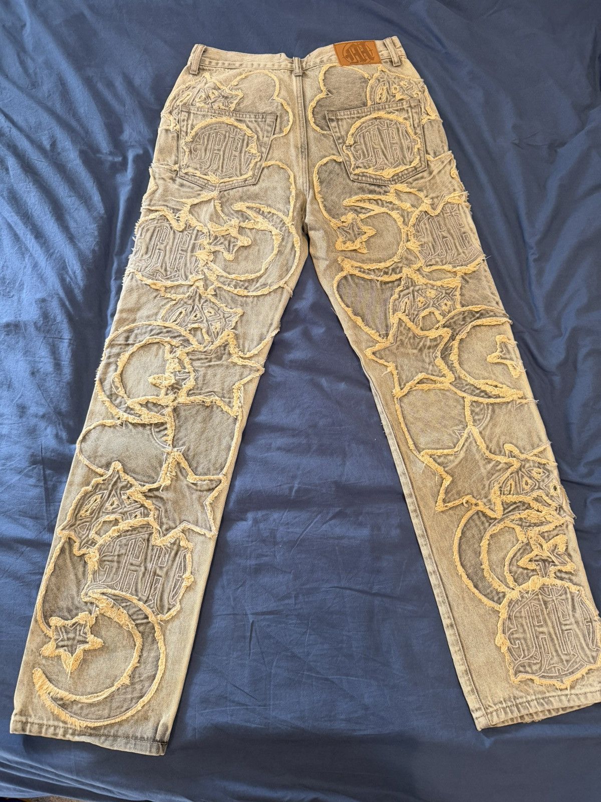 Menace Menace LA Iconography Patchwork Denim Jeans Tan Stars Sz 30 Size US 30 / EU 46 - 2 Thumbnail