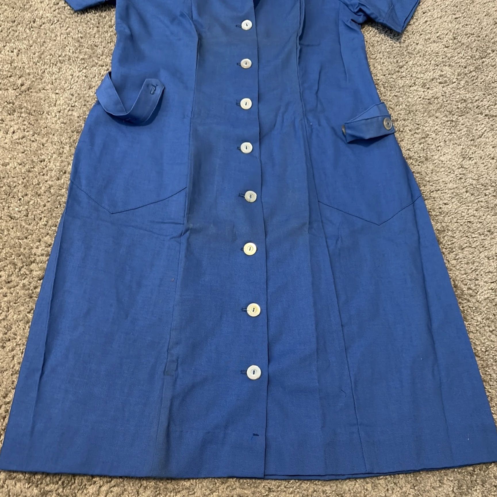 Vintage VTG Fashion Seal Uniforms Blue Button Front Short Sleeve Shirt Dress Women 16 Midi Blue Shirt Dress Regular Size Size XXL / US 16-18 / IT 52-54 - 5 Thumbnail