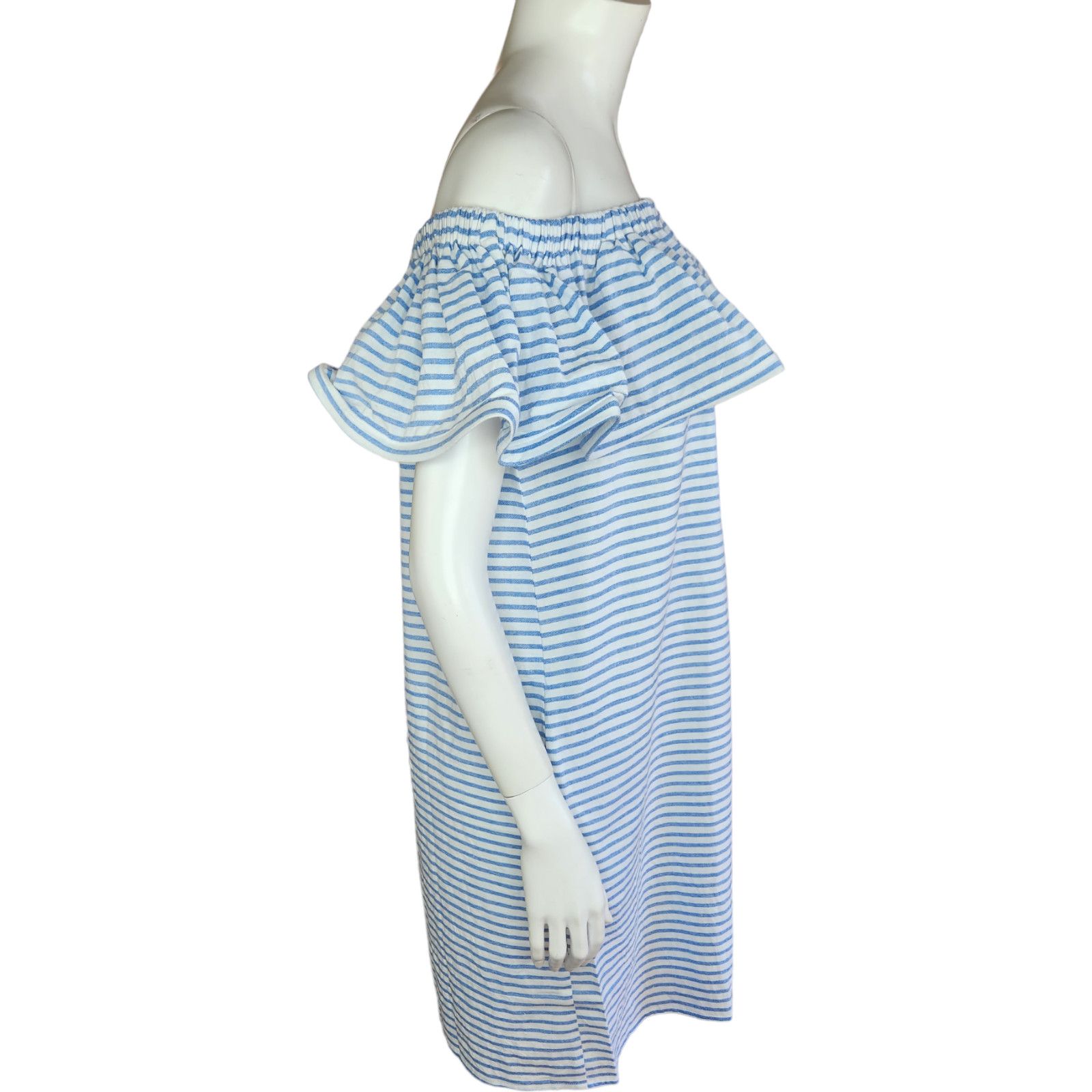 REVOLVE Revolve Line & Dot Dress Womens Large Lea Blue White Stripe Size L / US 10 / IT 46 - 10 Thumbnail