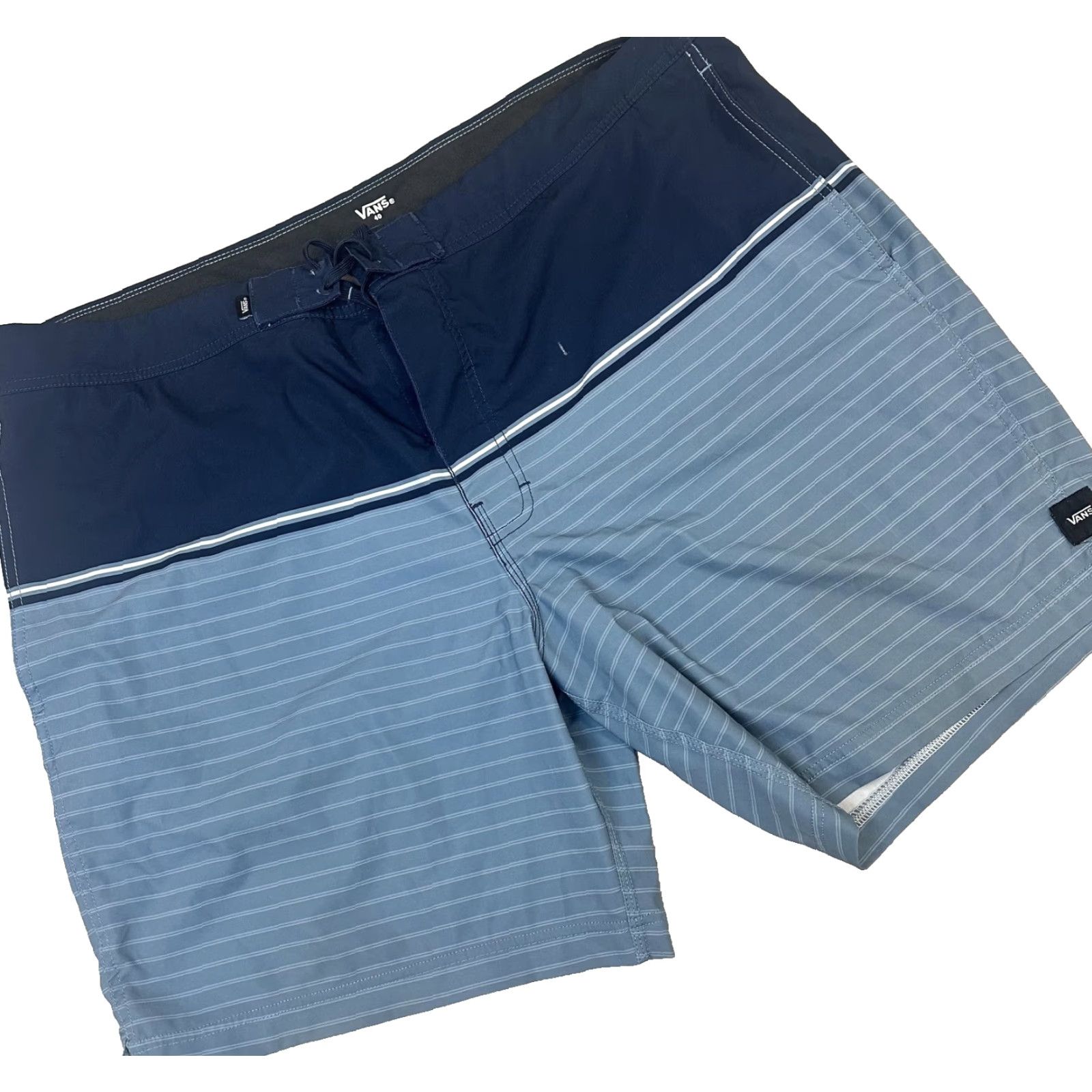 Vans Vans Board Shorts Mens 40 Blue Striped Swim Trunks Surf Beach Drawstring Back Pocket Quick Dry Lightweight Size US 40 / EU 56 - 2 Thumbnail