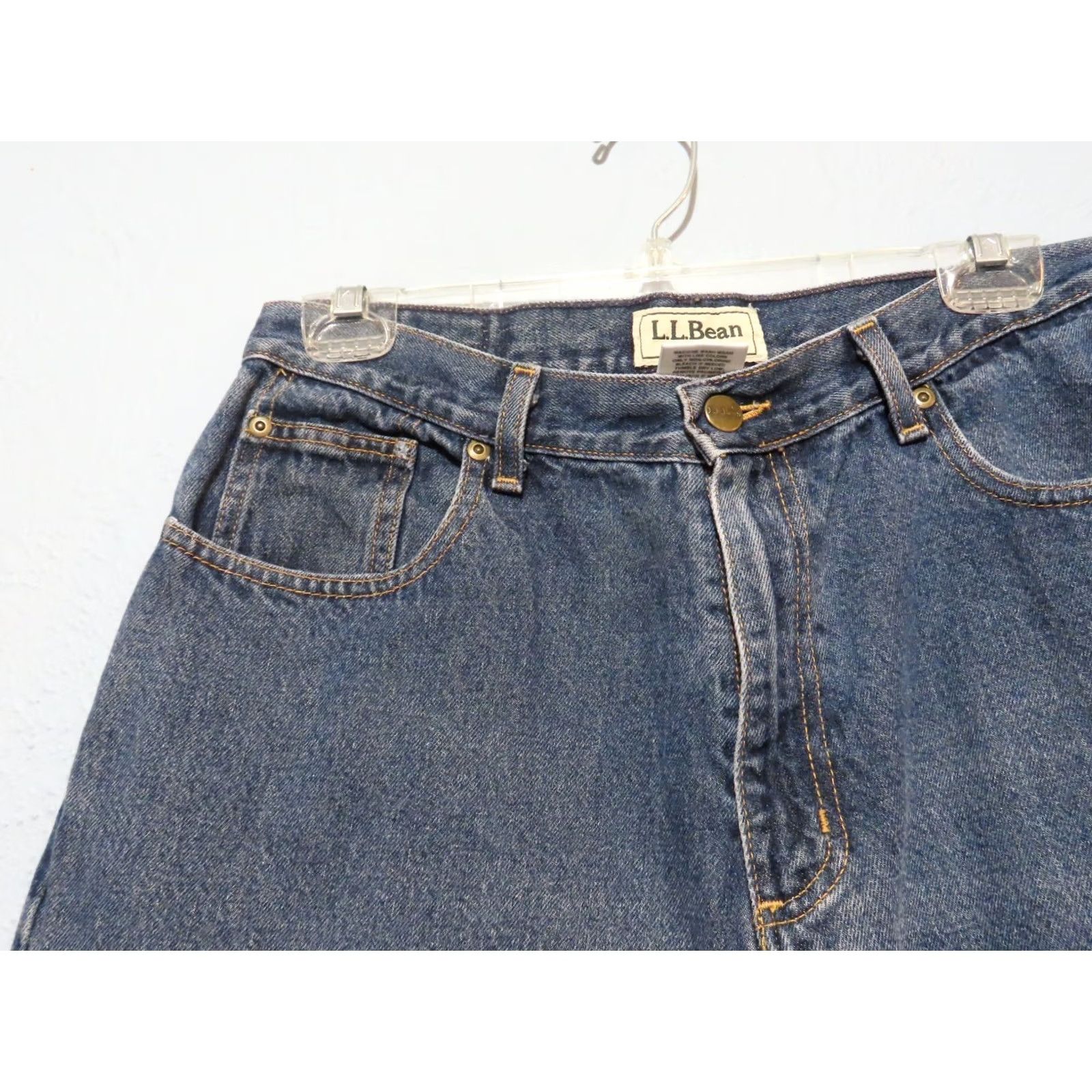 Vintage L.L. Bean Jeans Womens 14 Regular Relaxed Fit Wide-Leg Blue Denim Cotton Zip 5-Pocket Mid Rise Regular Womens Jeans Size 36" / US 14 / IT 50 - 6 Thumbnail