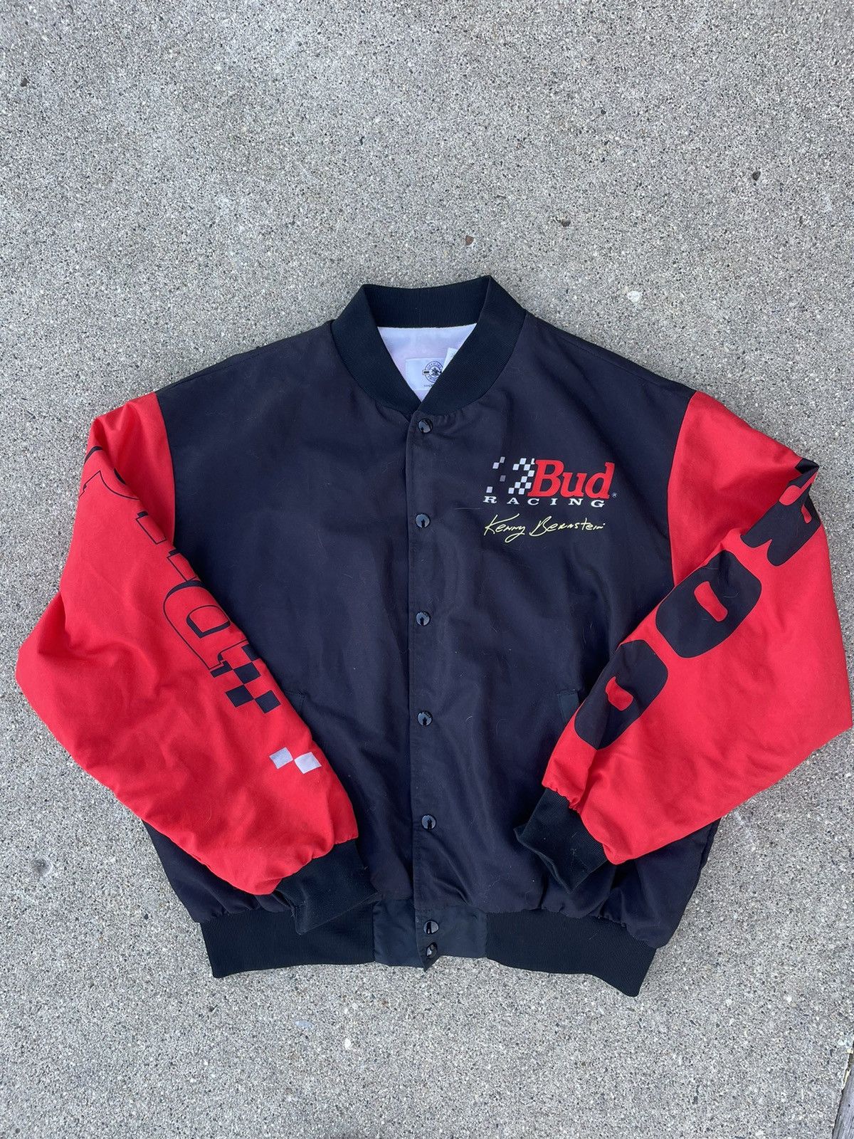 image of Chase Authentics x Nascar Vintage Kenny Bernstein Budweiser Racing Bomber Jacket in Black (Size 2XL