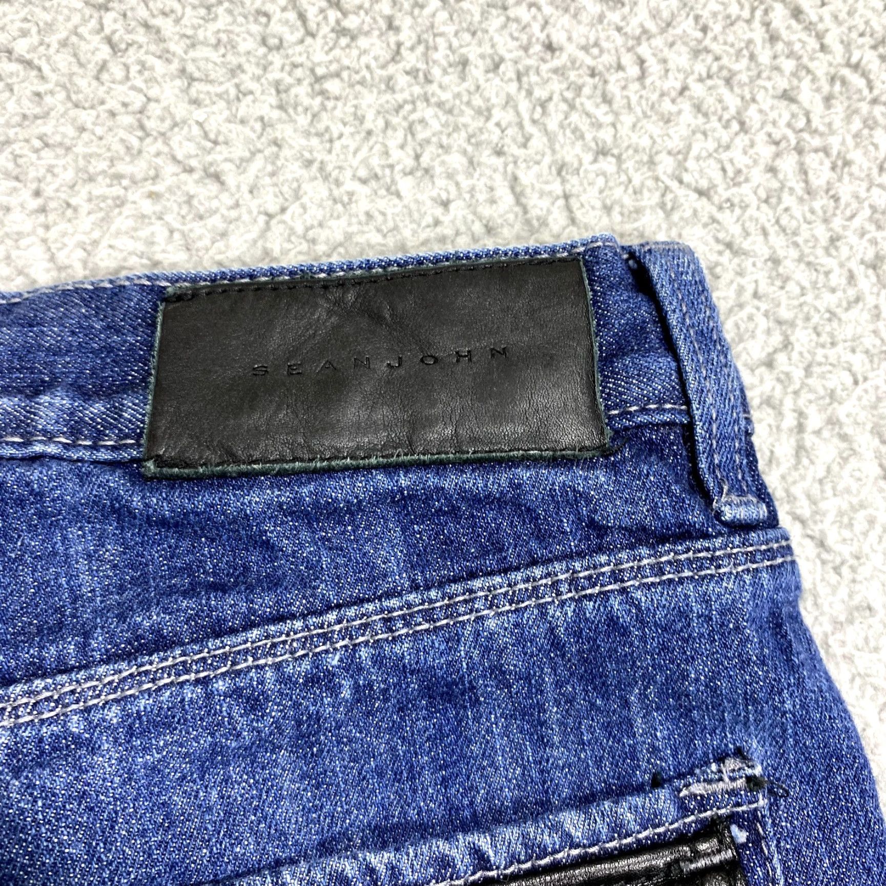 Sean John VINTAGE Sean John Jeans Mens 34x31 Blue Straight Leg Denim Hip Hop 90s Leather Jeans Size US 34 / EU 50 - 7 Thumbnail