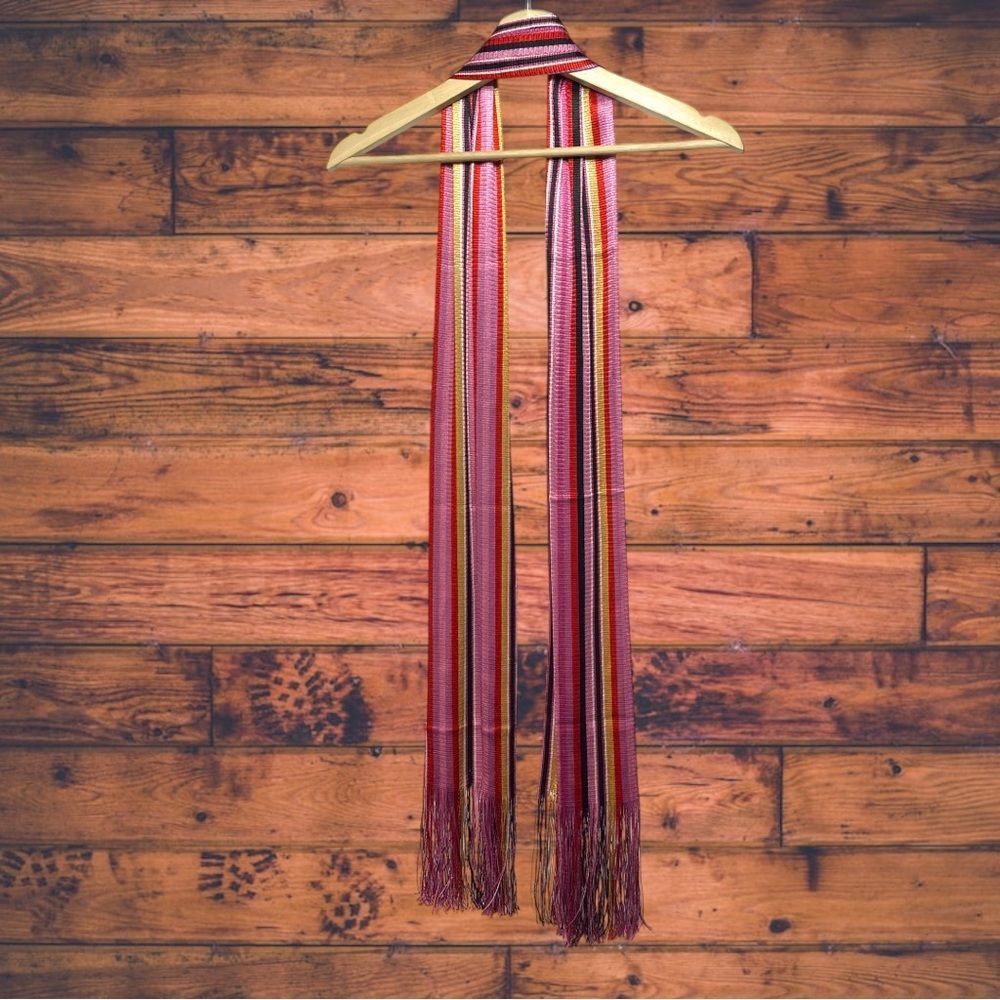 Other Pink Striped Fringe Scarf Size ONE SIZE - 2 Thumbnail