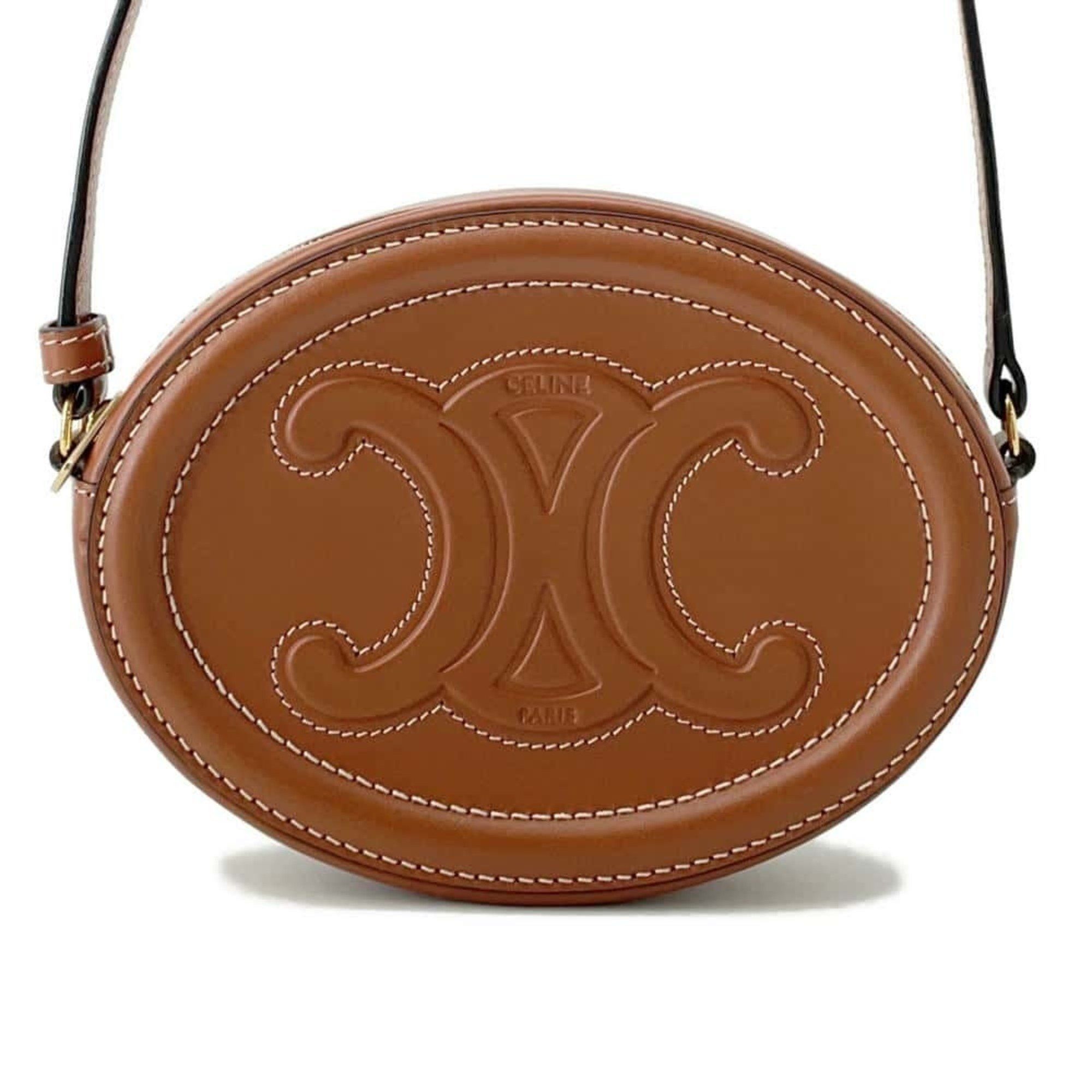 Celine Shoulder Bag Oval Purse Cuir Triomphe 10I703Dpq Celine Bags in Brown, Women's