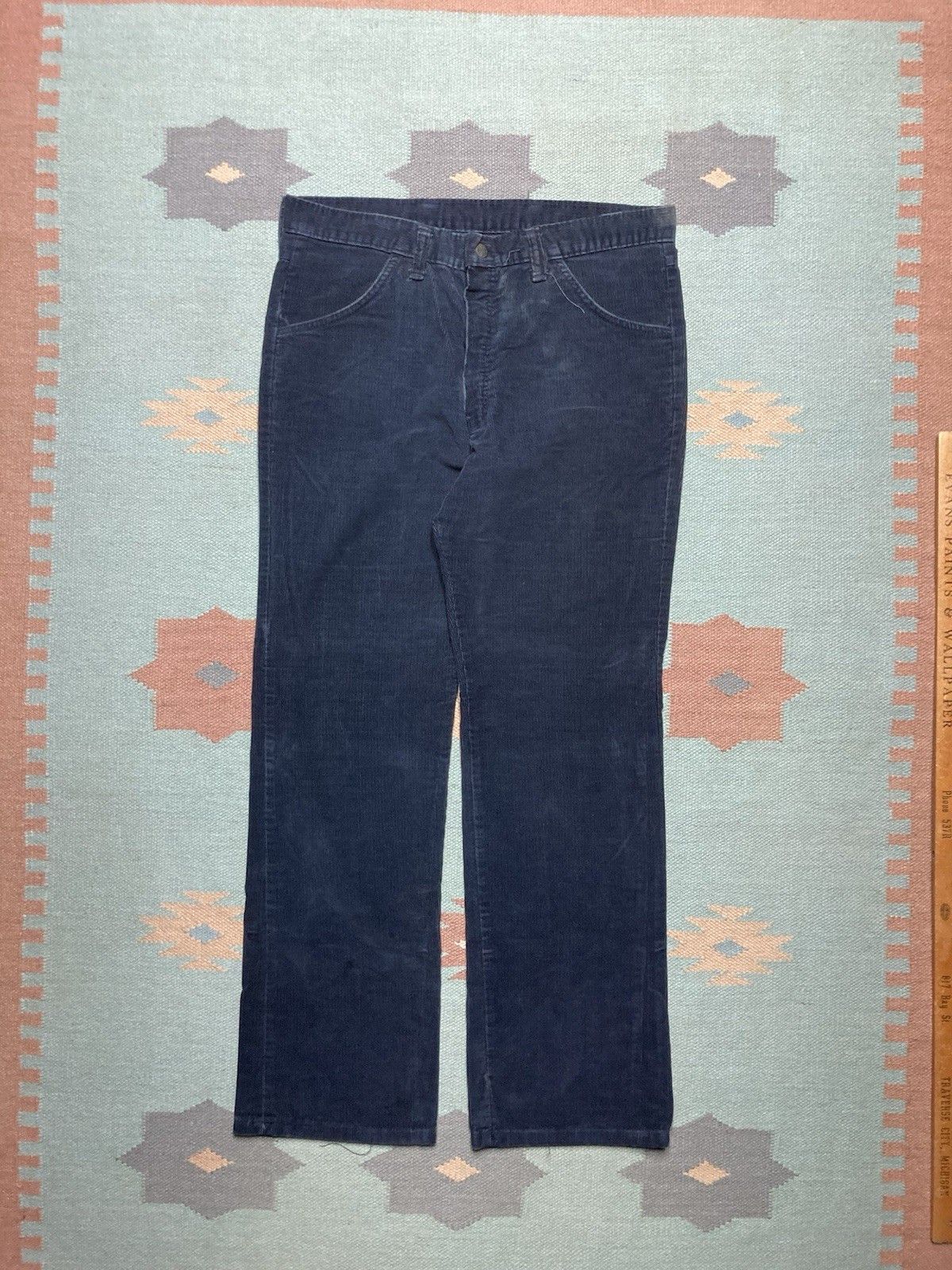 Vintage Vintage 70s corduroy pants bootcut navy blue talon zip 35x31 Size US 35 - 1 Thumbnail