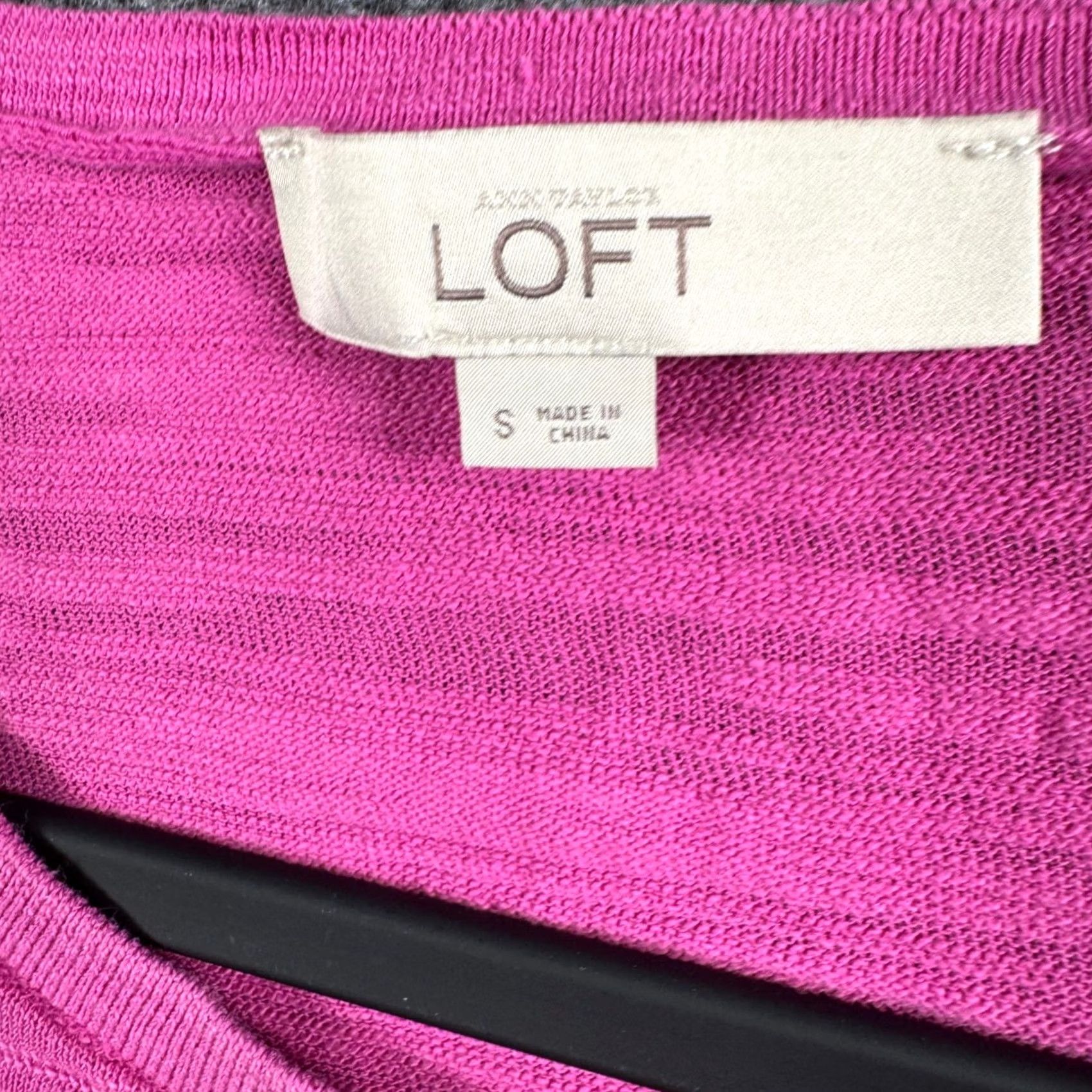 Loft LOFT Pink Barbiecore T-Shirt Womens Small Slub Knit Casual Minimalist Tee Size S / US 4 / IT 40 - 3 Thumbnail