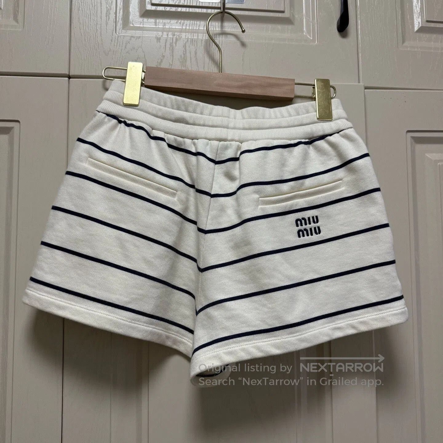 Miu Miu Miu Miu 2024 Striped Logo Casual Shorts. Size 24" / US 00 / IT 34 - 2 Thumbnail