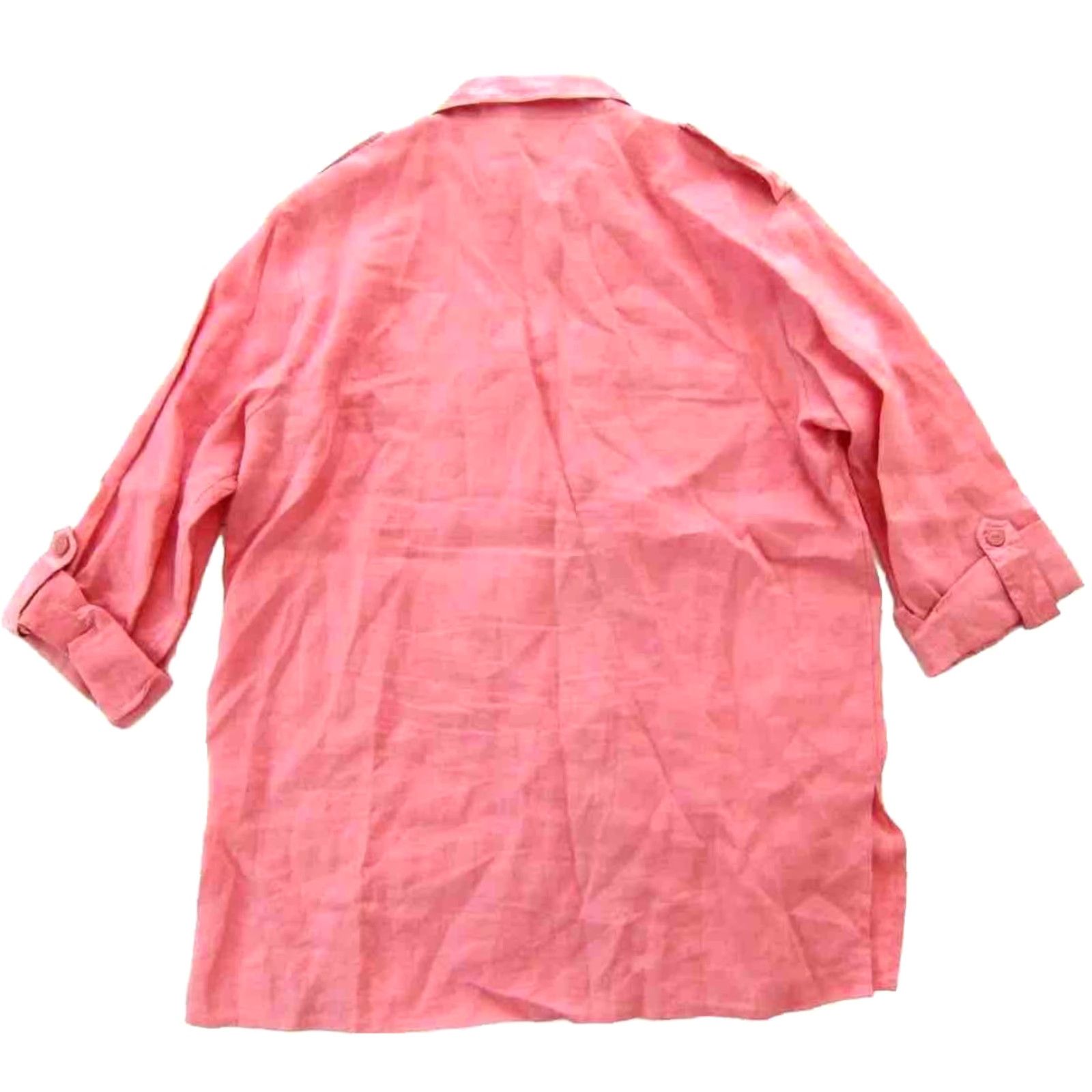 Vintage Allison Taylor Pink Linen Silk Trim Button Down Collared Long Sleeve Blouse XL Size XL / US 12-14 / IT 48-50 - 2 Thumbnail