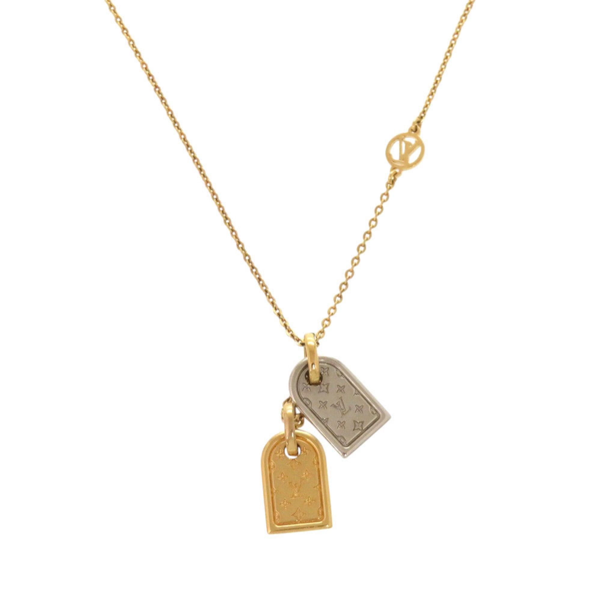 Louis Vuitton Louis Vuitton Nanogram Name Tag Motif Monogram M63141 Gold Silver Necklace Accessory LV 0589 LOUIS VUITTON Size ONE SIZE - 1 Thumbnail