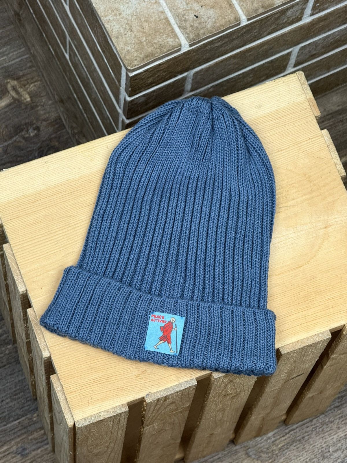 Kapital Kapital Peace Activist Blue Beanie Cotton Hat Size ONE SIZE - 2 Thumbnail