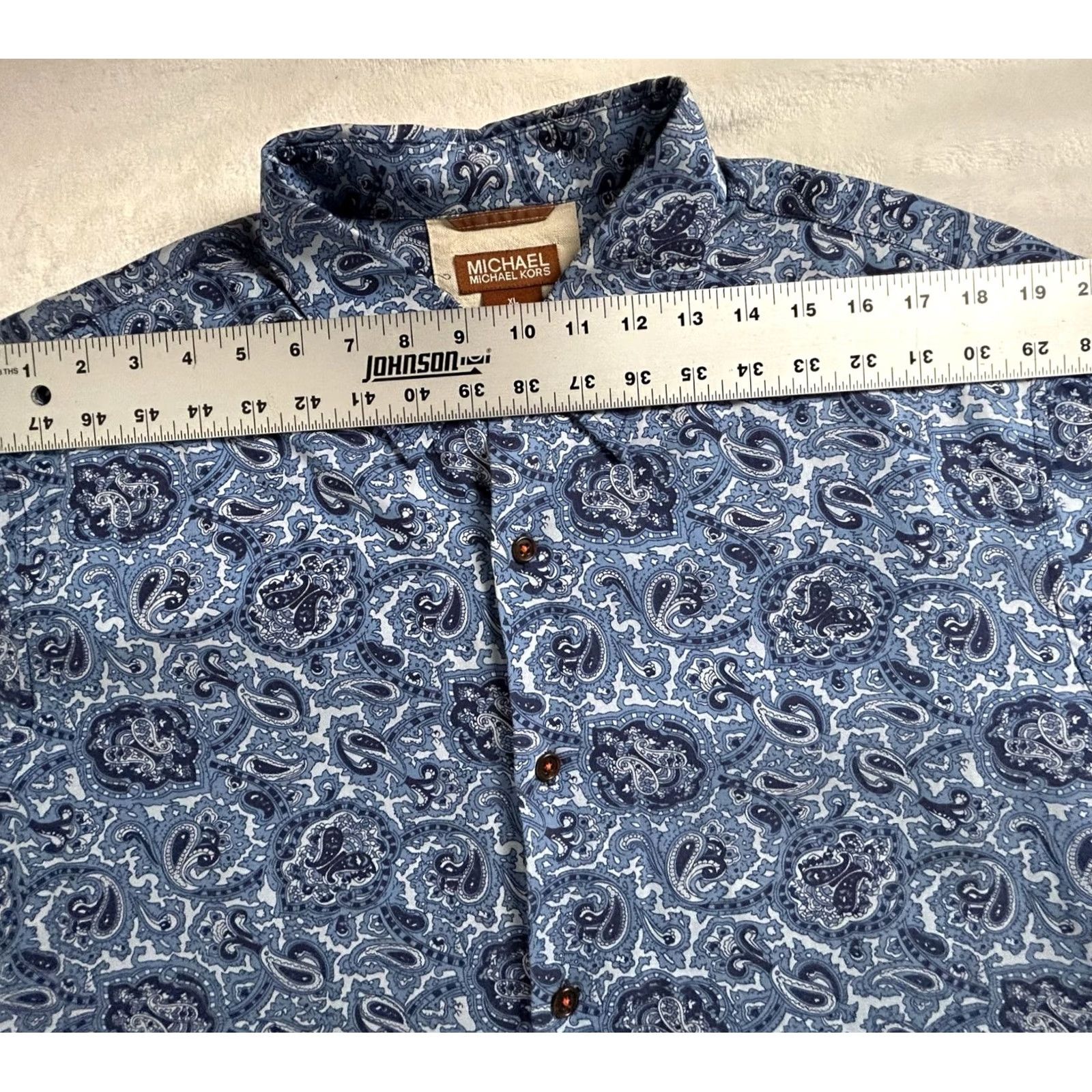 Michael Kors Michael Kors Button-Up Shirt Mens XL Long Sleeve Blue White Paisley Silk Cotton Button-Up Shirt XL Long Sleeve Mens Size US XL / EU 56 / 4 - 4 Thumbnail