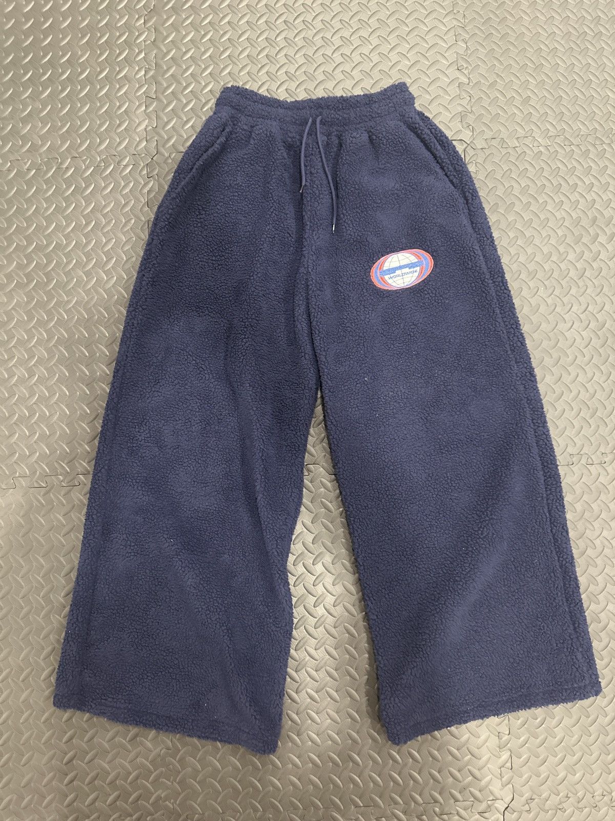 Sp5der Worldwide Sherpa Wide Leg Globe Blue Pants Medium