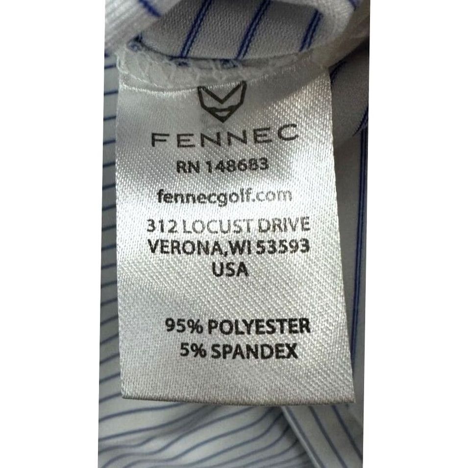 Vintage Fennec Polo Shirt Adult XL White Blue Pinstripes Golf Golfer Golfing Rugby Mens Size US XL / EU 56 / 4 - 4 Thumbnail