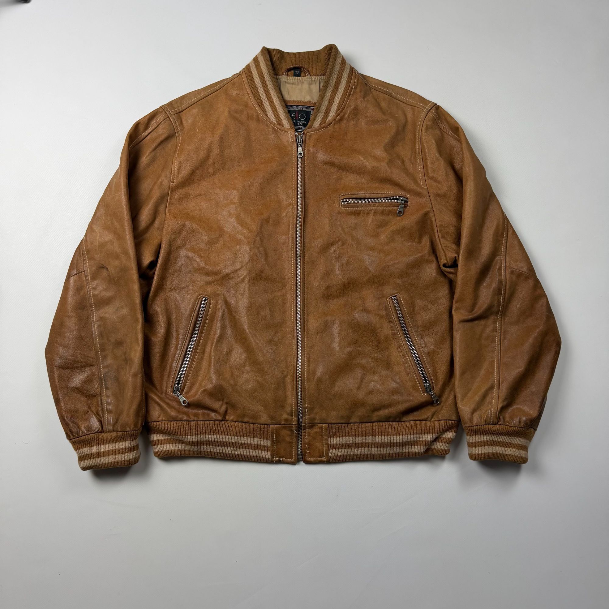 Vintage Vintage 90s Brown Leather Bomber Jacket American Aviator Pil Size US L / EU 52-54 / 3 - 1 Thumbnail