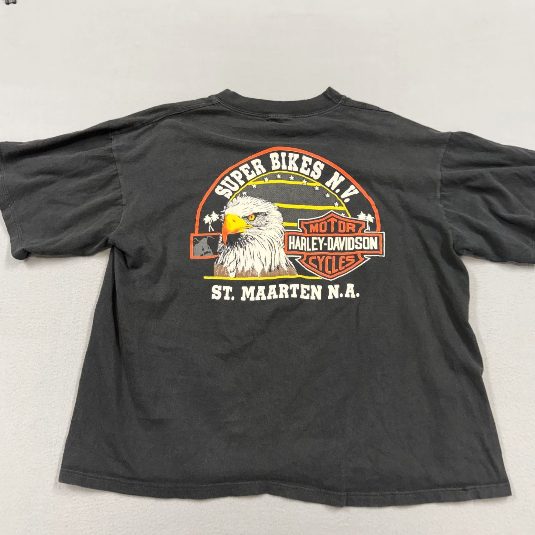 Harley Davidson VINTAGE Harley-Davidson Shirt Mens XL Black Caribbean St Maarten Super Bikes Tee Size US XL / EU 56 / 4 - 4 Thumbnail