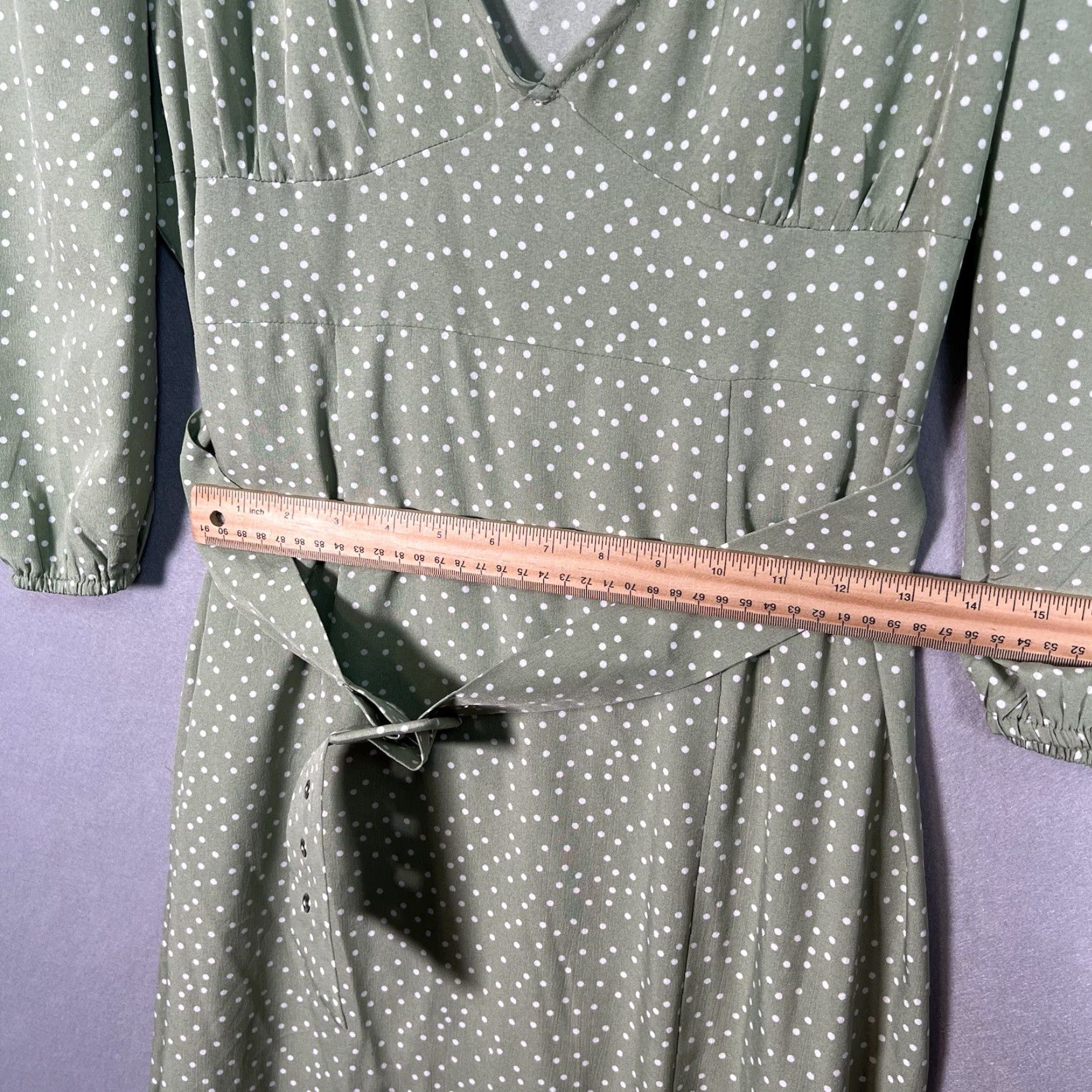 Nasty Gal Nasty Gal Button Down V Neck Spot Dot Print Tea Maxi Dress Womens Size 10 Green Size L / US 10 / IT 46 - 3 Thumbnail