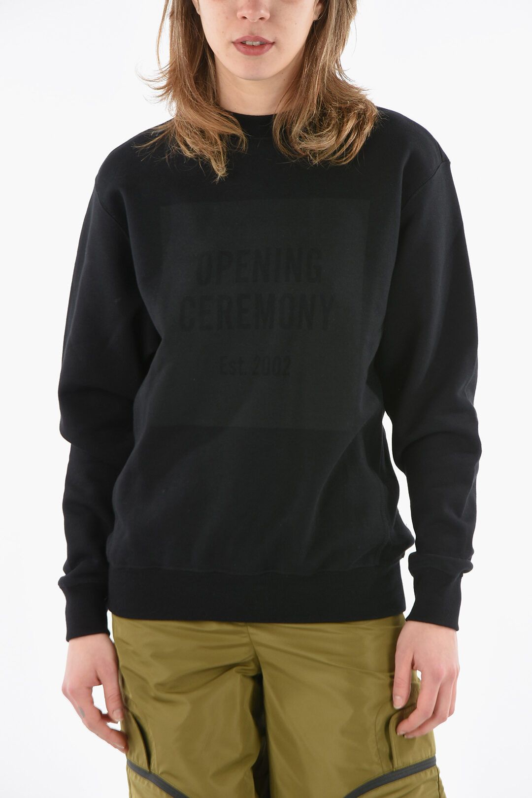 Opening Ceremony og1mm0824 Crew Neck Fleece Cotton Sweatshirt in Black Size L / US 10 / IT 46 - 1 Thumbnail