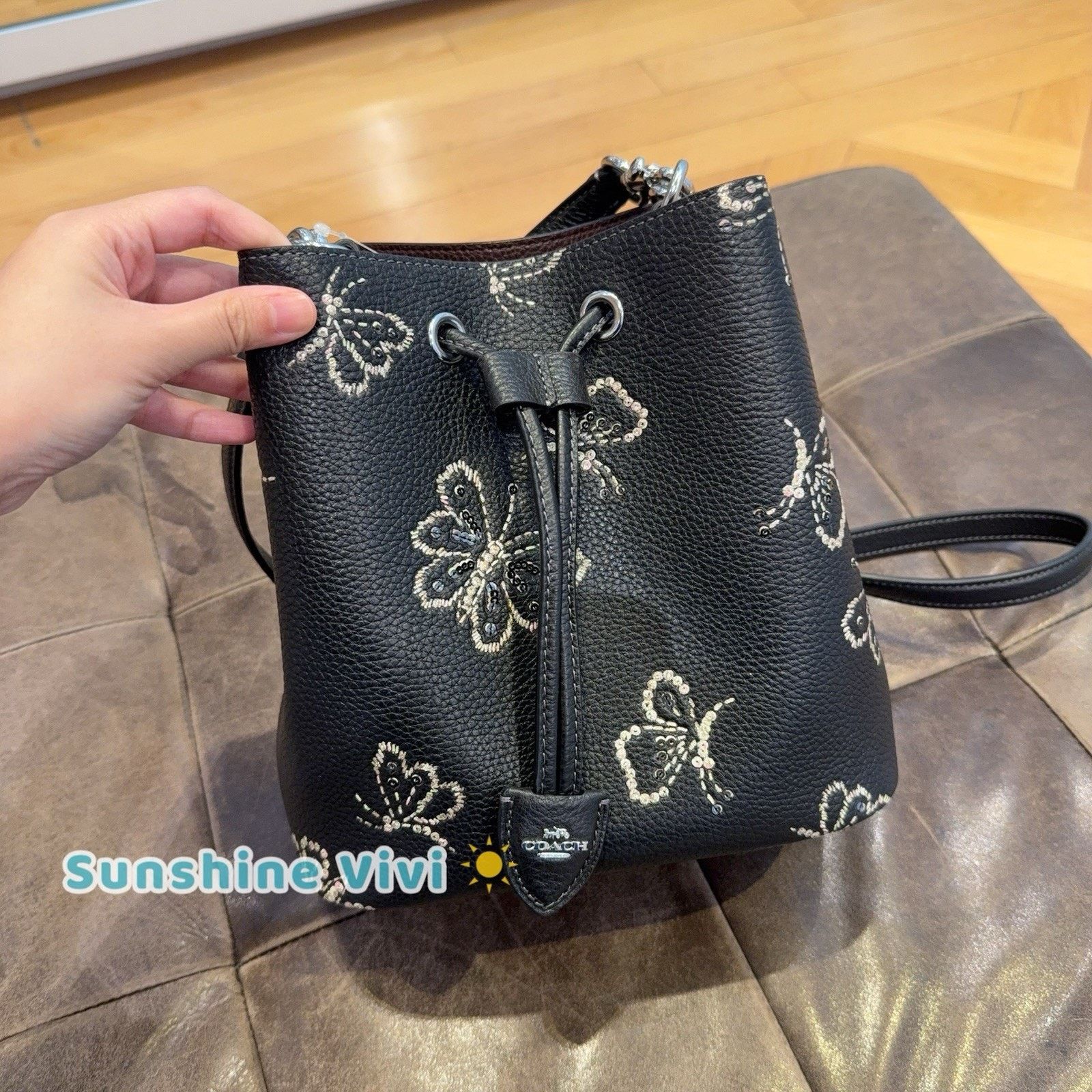 Coach NWT Coach Rowan Bucket Bag Butterfly CCK89 Silver black Size ONE SIZE - 2 Thumbnail