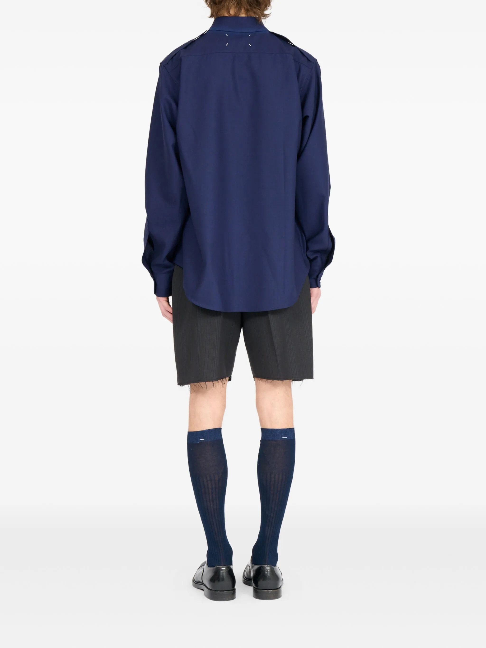 Maison Margiela o1w1db10526 Wool Shirt in Navy Blue Size US L / EU 52-54 / 3 - 5 Thumbnail
