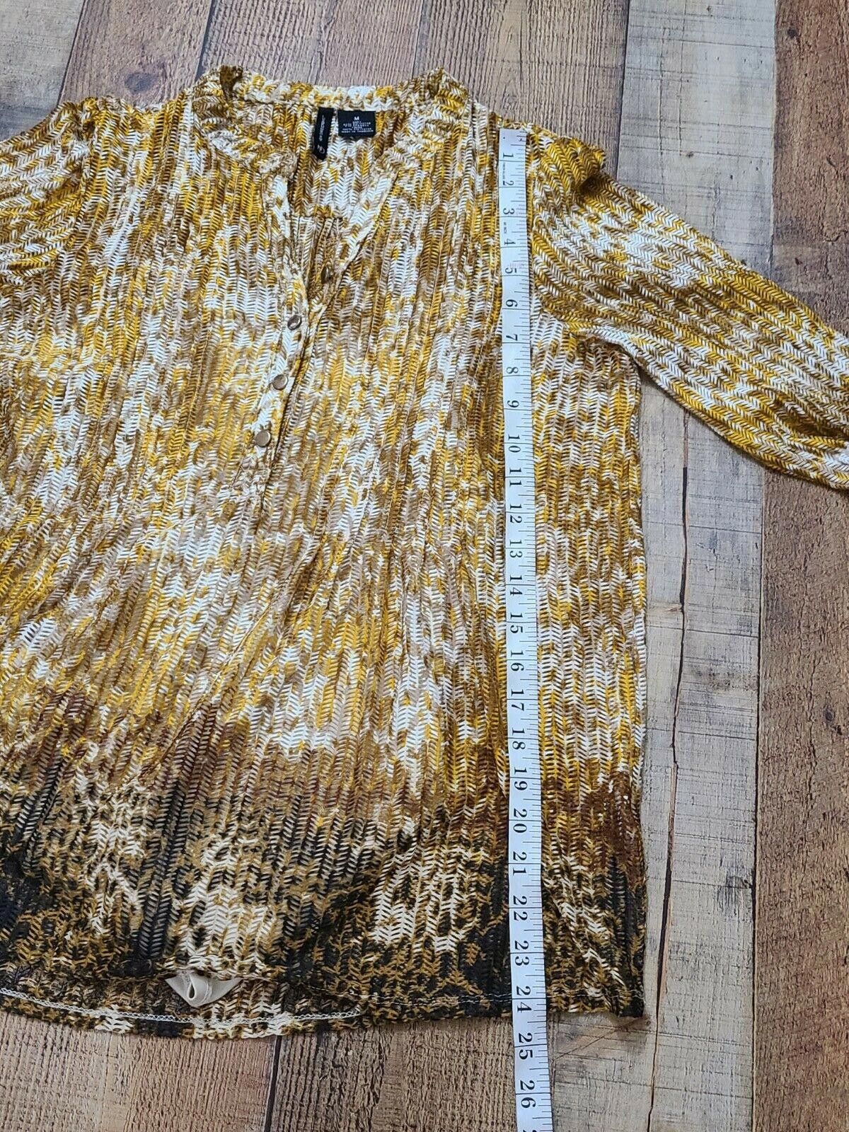Designer New Directions Top Medium Yellow Built In Tank Top Blouse Size M / US 6-8 / IT 42-44 - 6 Thumbnail