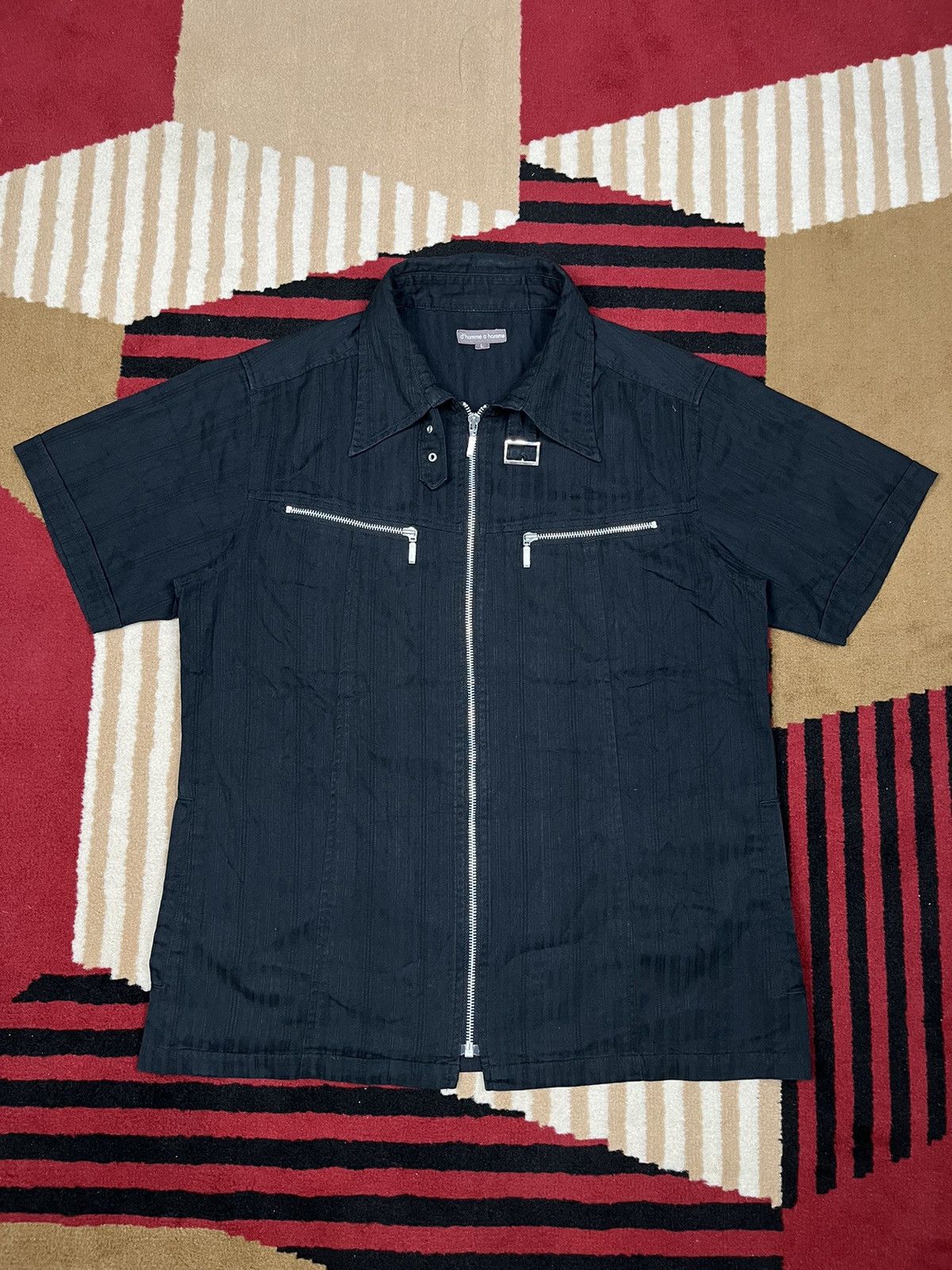 Japanese Brand D’Homme A Homme Black Zipper Shirt Size US M / EU 48-50 / 2 - 2 Thumbnail